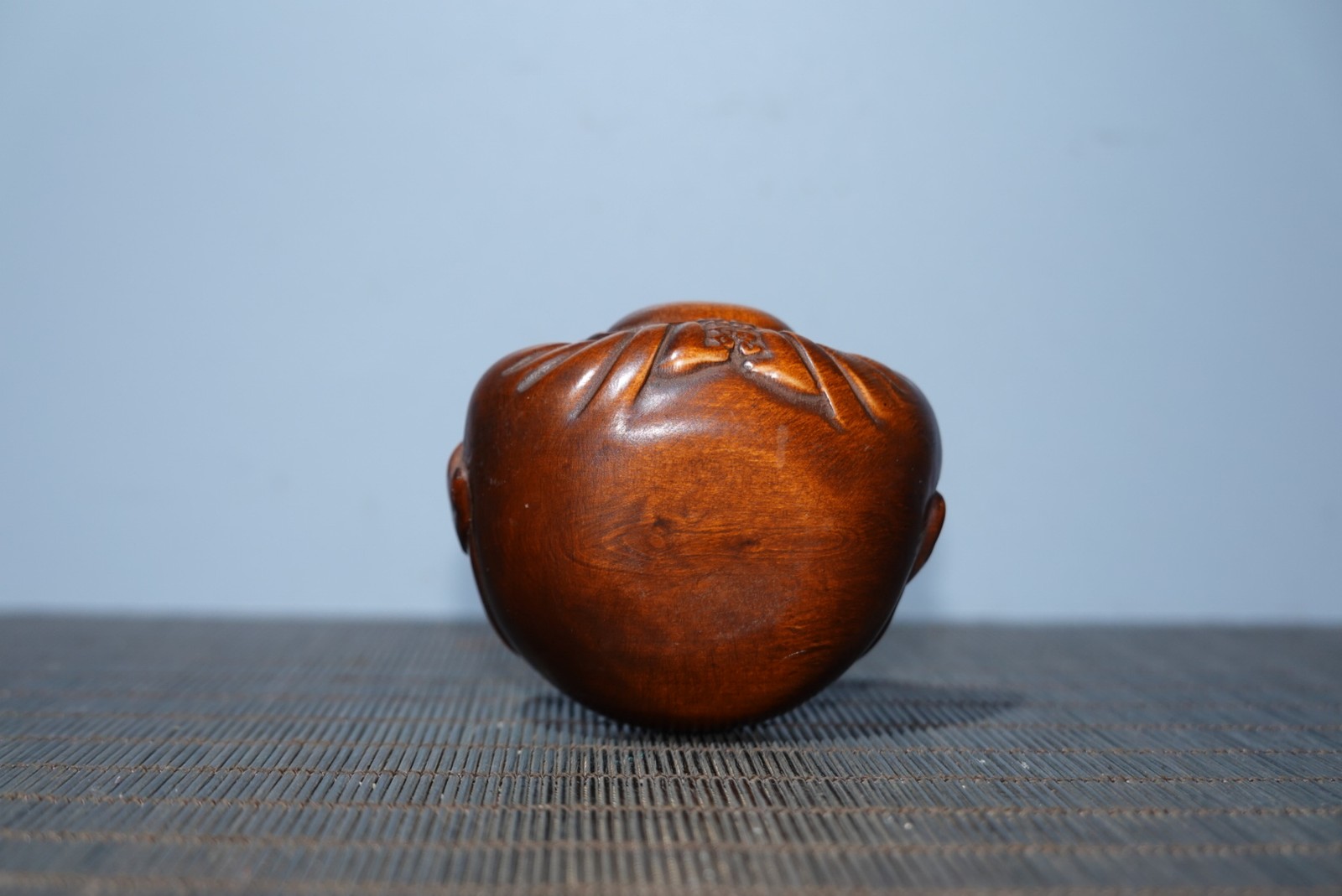 2.4″ Collect China Box-wood Carving Buddhism Happy Laugh Maitreya Buddha Statue