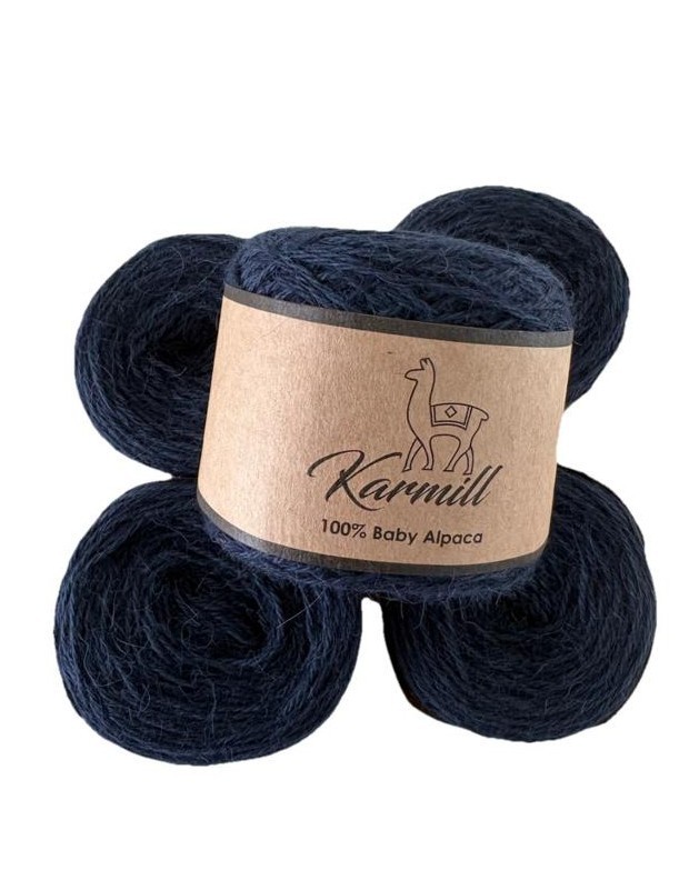 Alpaca Wool Skein 100% Baby Alpaca Yarn Lot- 5 Sport Weight Navy Blue 5662