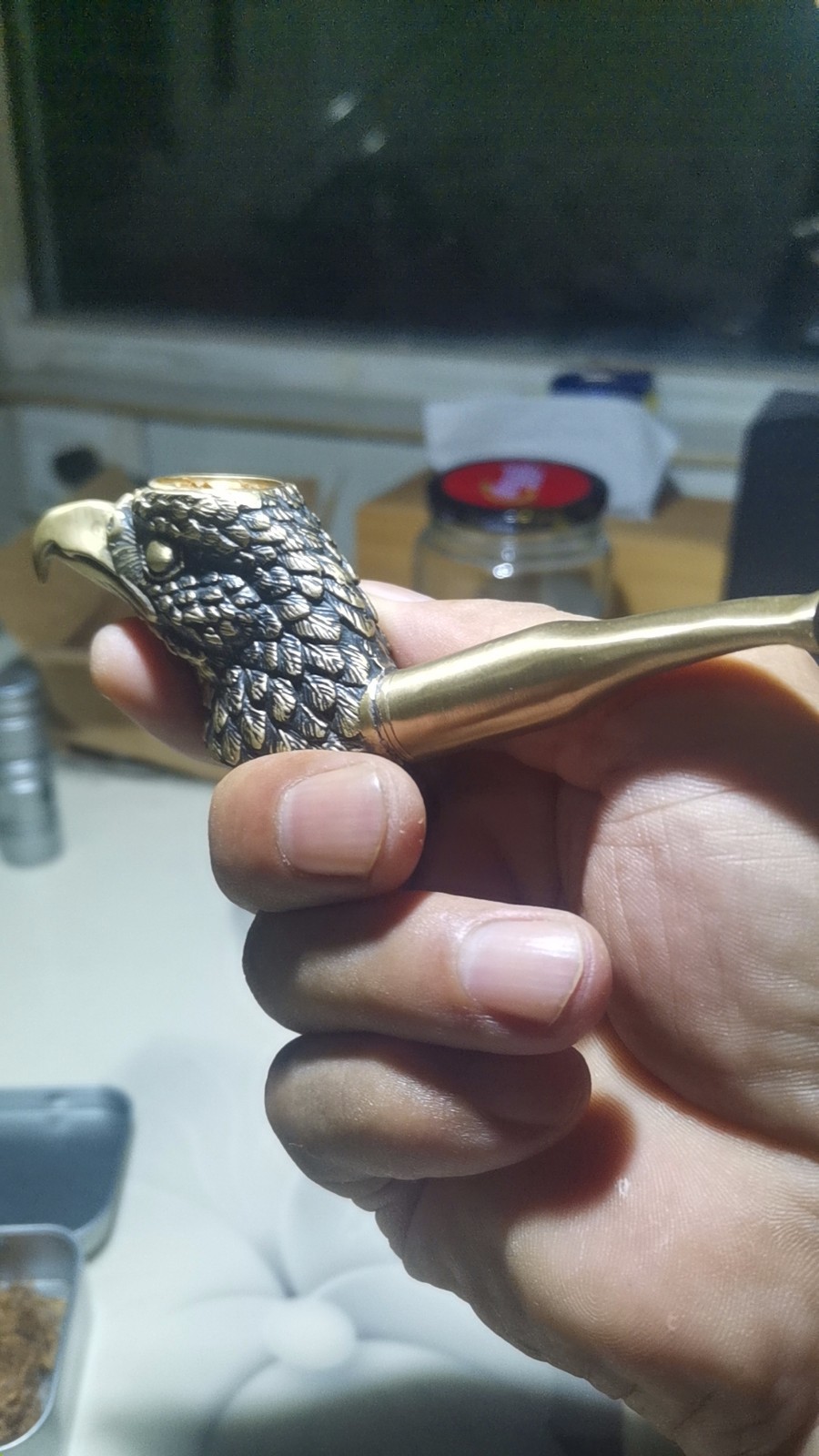Handmade Brass Eagle Head Pipe Copper Filter Tobacco Pipe for Thick/Thin Cig