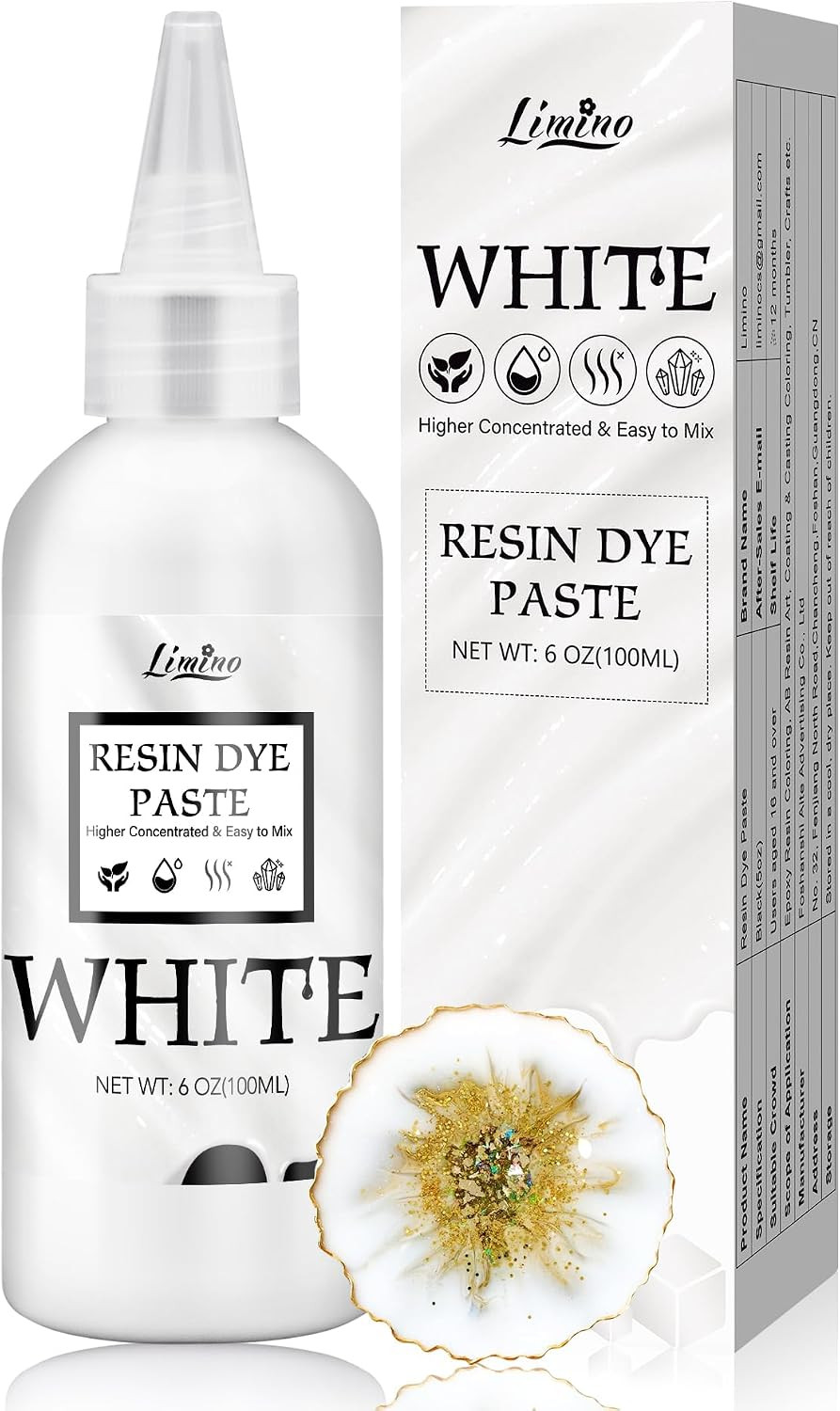 White Epoxy Resin Pigment Paste – 3.4 Fl.Oz / 100Ml Concentrated Dye for Ocean W
