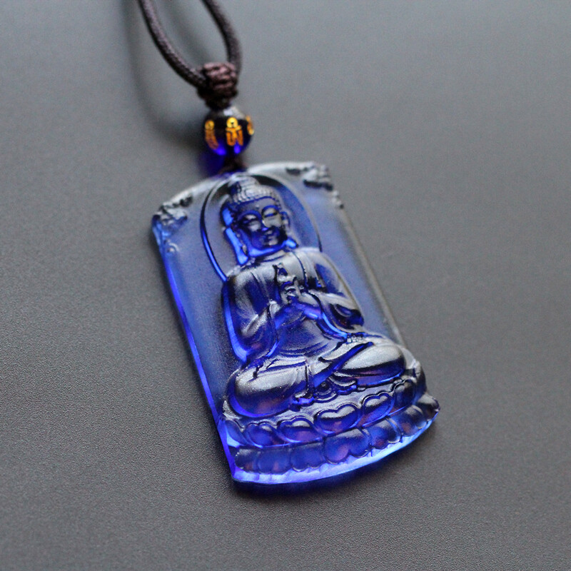 48MM Chinese Coloured Glaze Carving Buddhism tathagata Buddha Amulet Pendant