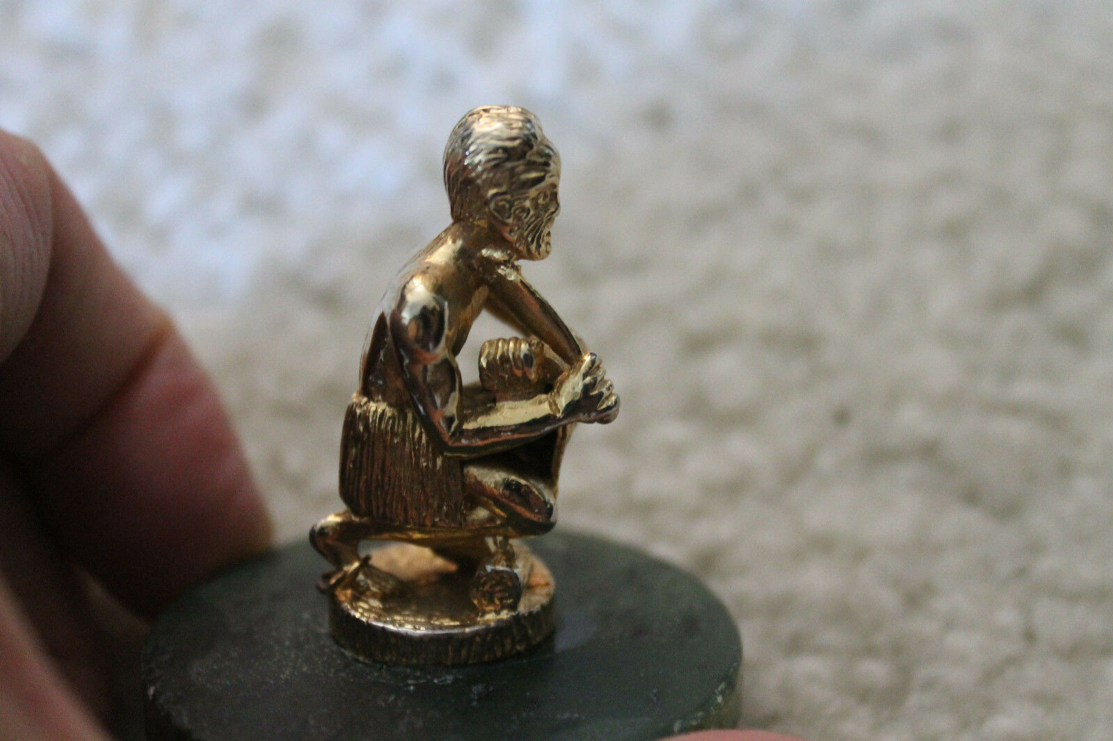 Very neat two Small metal statues with Jade bases