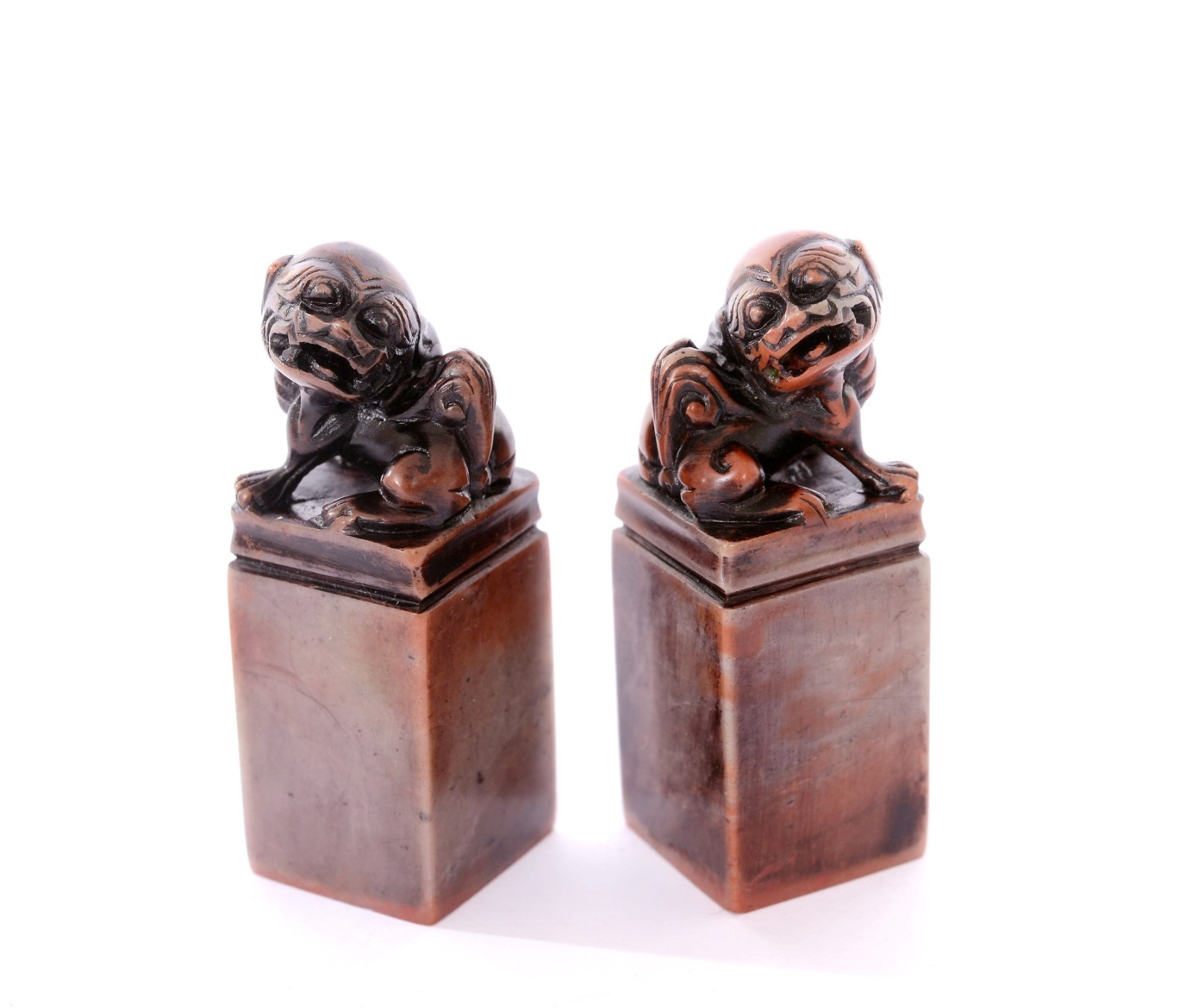 Vintage Chinese Soapstone Carved Carving Fu Foo Lion Dog Seal Chop