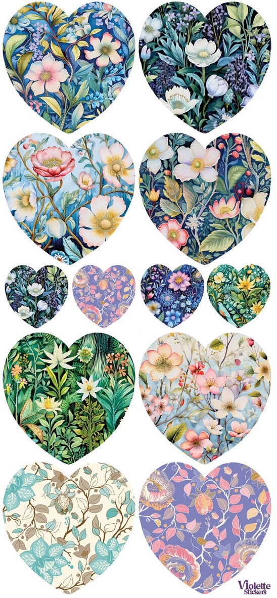 Violette Stickers Floral Meadow Hearts Valentine’s Day Craft Planner Supply