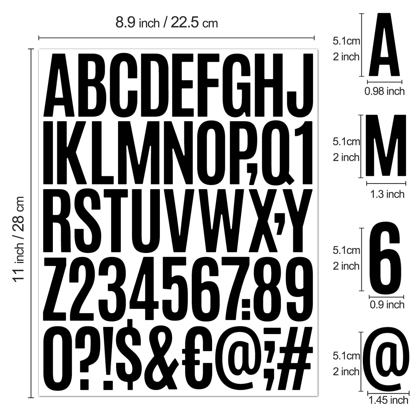 1000 Pcs Waterproof 2″ Vinyl Alphabet & Number Stickers – Self-Adhesive, Black