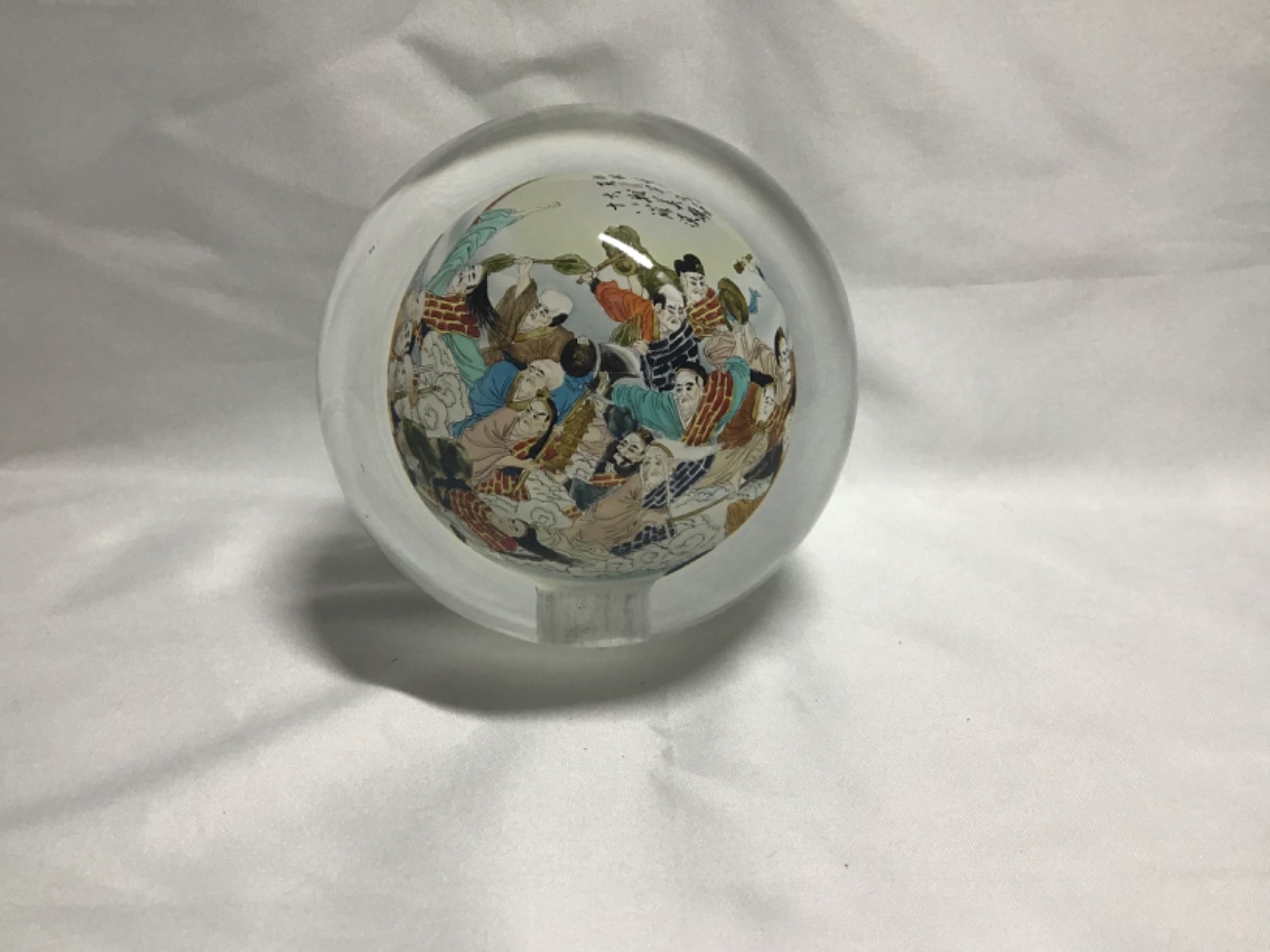 Chinese Reverse Handpainted Glass Sphere Orb Globe 3″ Diameter