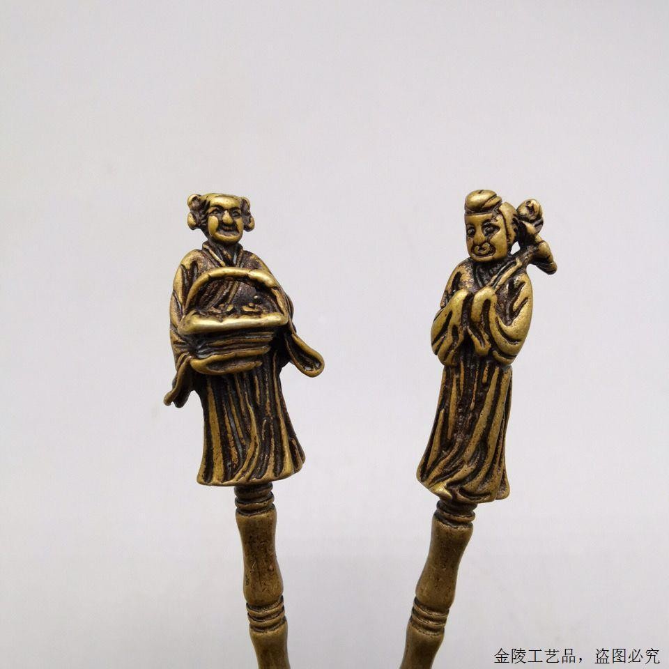 Eight Immortals Brass Spoon Set Vintage Bronze Medicine Spoon Chinese 8PCS
