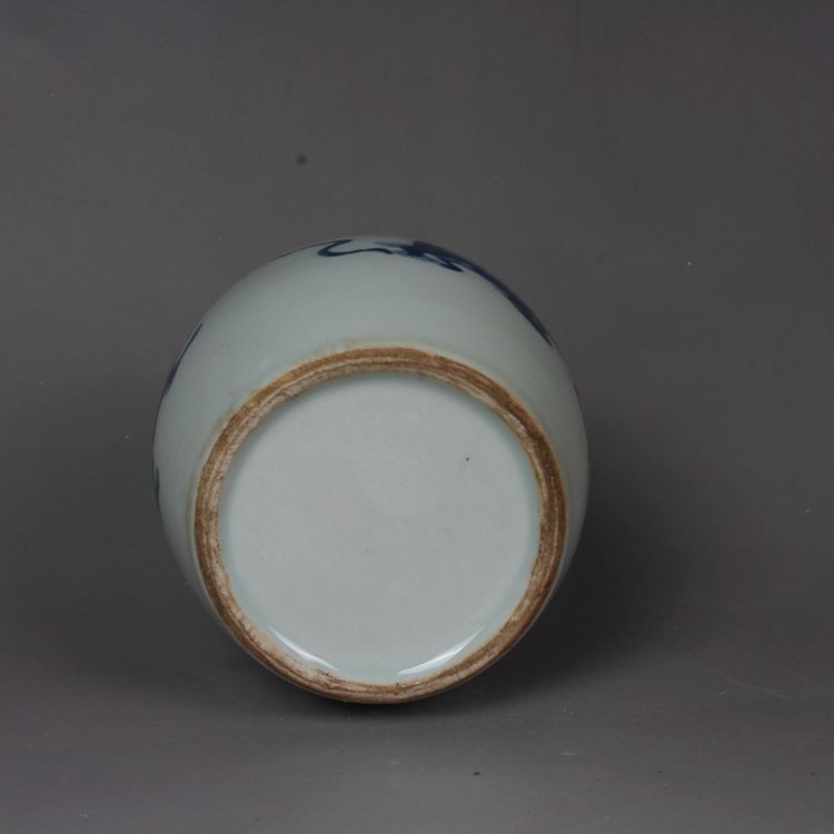 4.7″ Chinese Folk Kiln Blue and White Porcelain Foo Fu Dog Lion Tea-leaves Jar