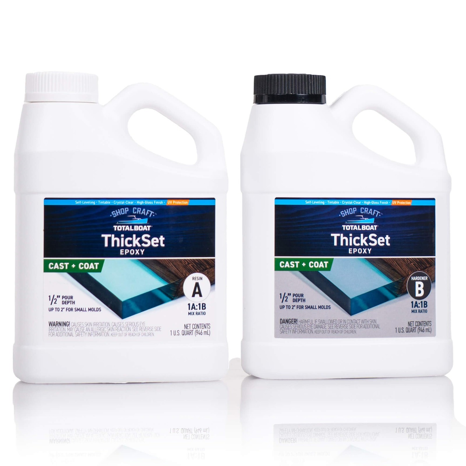 Thickset Deep Pour Epoxy Resin Kit – 2 Quart Crystal Clear, Fast Cure for Castin