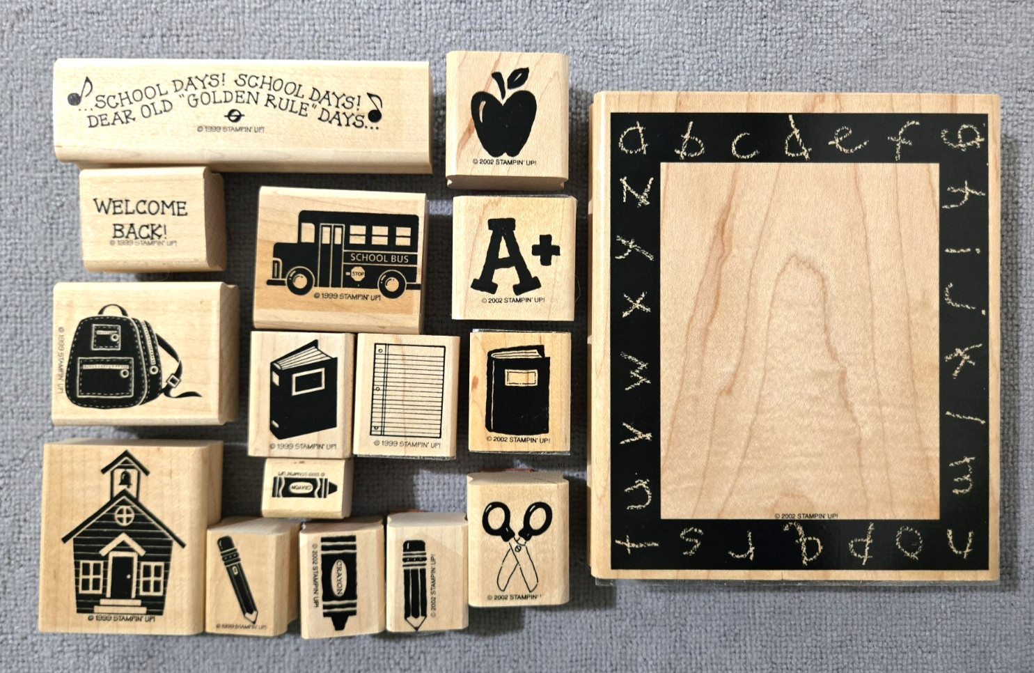 Stampin Up 2 Sets Rubber Stamps Golden Rule Days Elementary Days with Frame