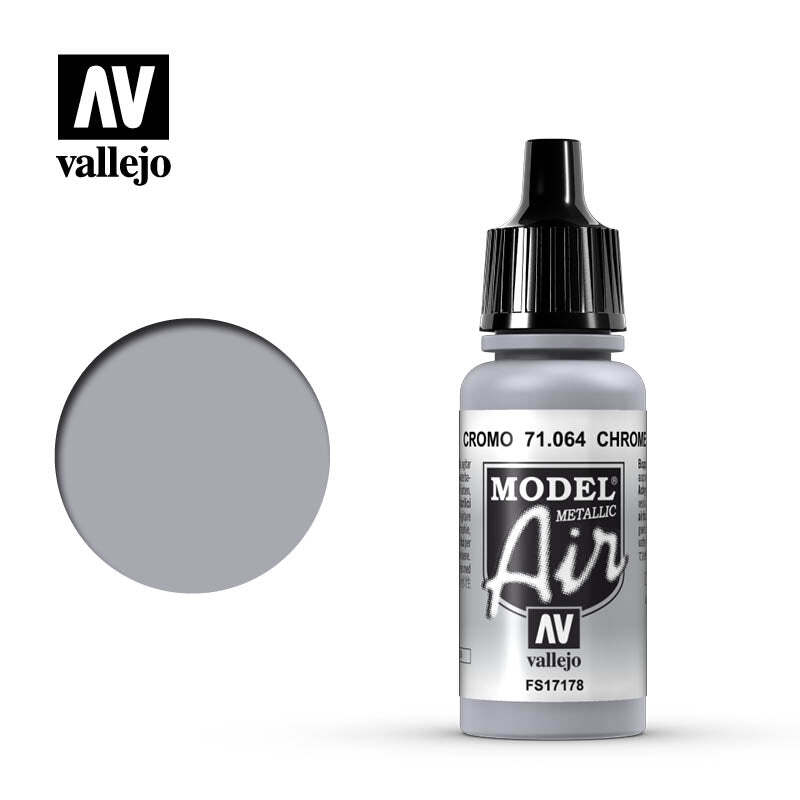 Vallejo 71064 Model Air Chrome (Metallic) Acrylic Paint 17ml – US