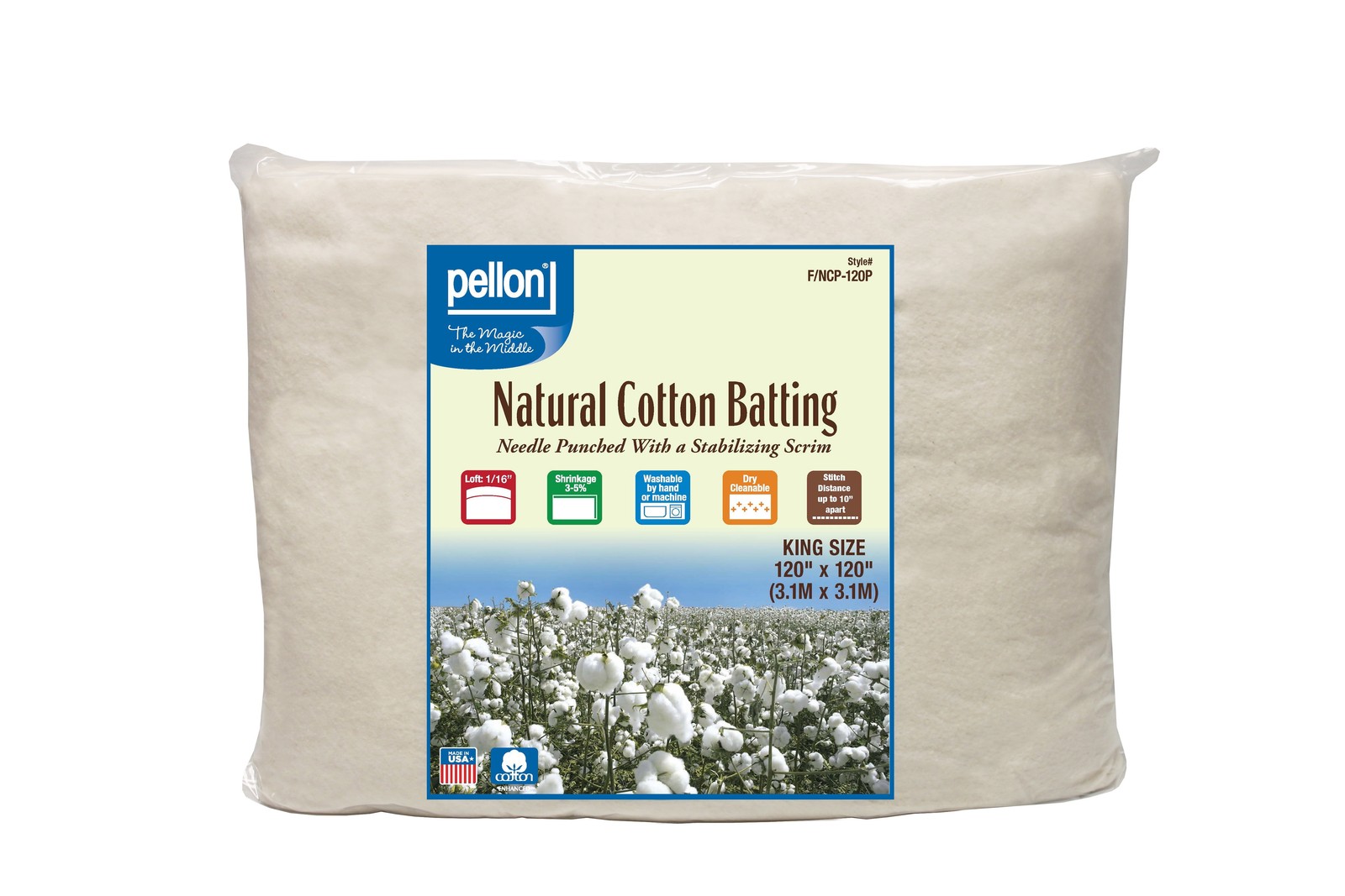 Natural Cotton Batting Off-White King Size 120×120 Inch Precut Wadding