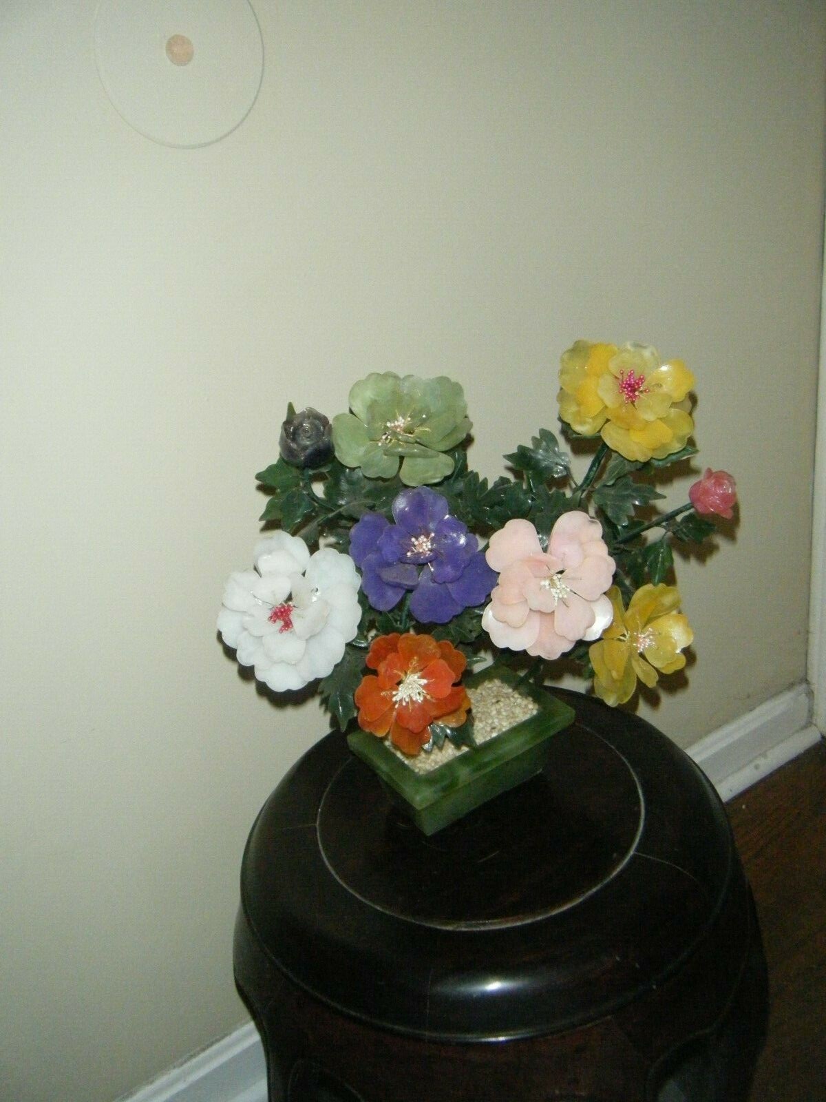 CHINESE GORGEOUS MULTI COLOR FLOWERS IN GLASS FLOWER POT