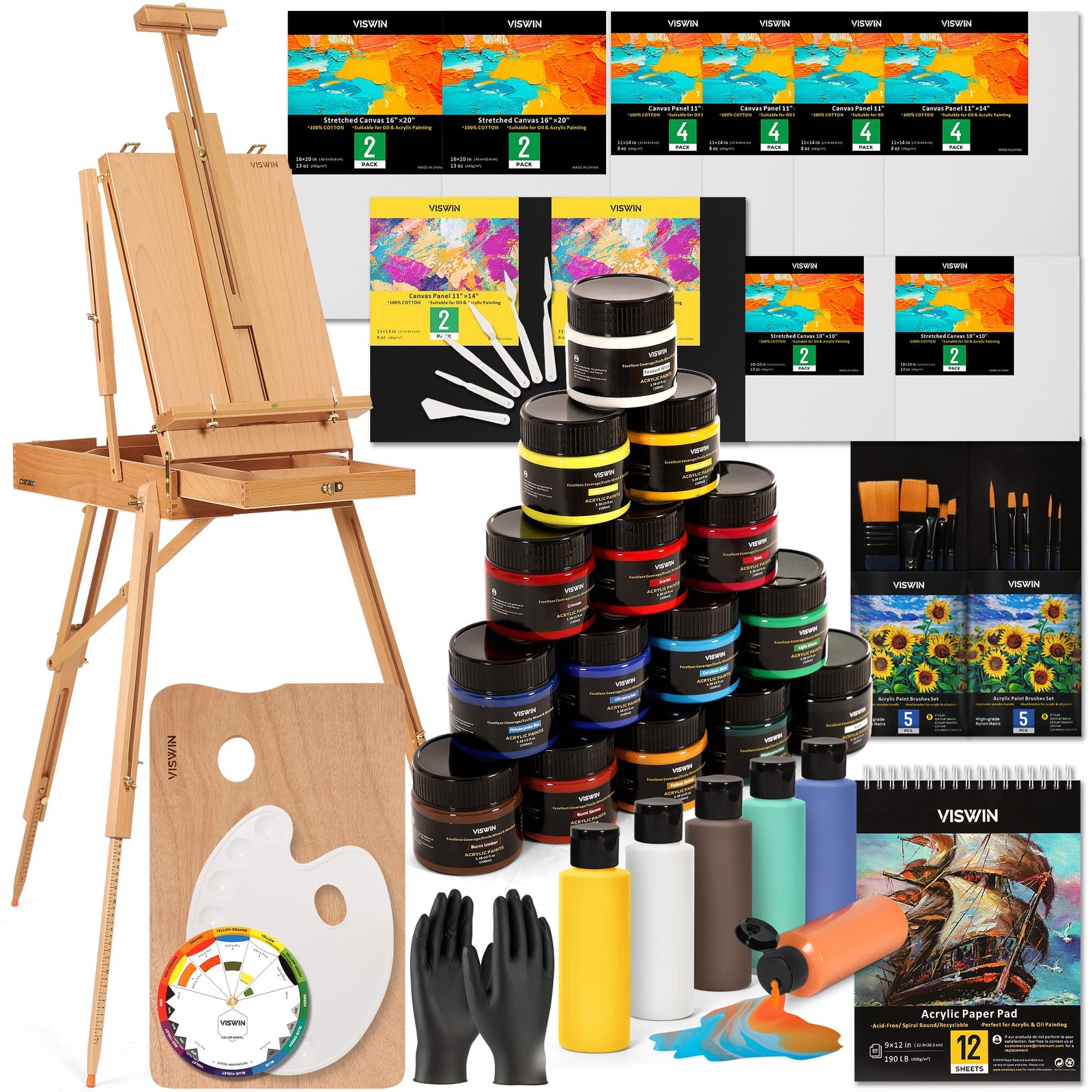 Acrylic Paint Set with French Easel, Professional Painting Kit with Acrylic, …