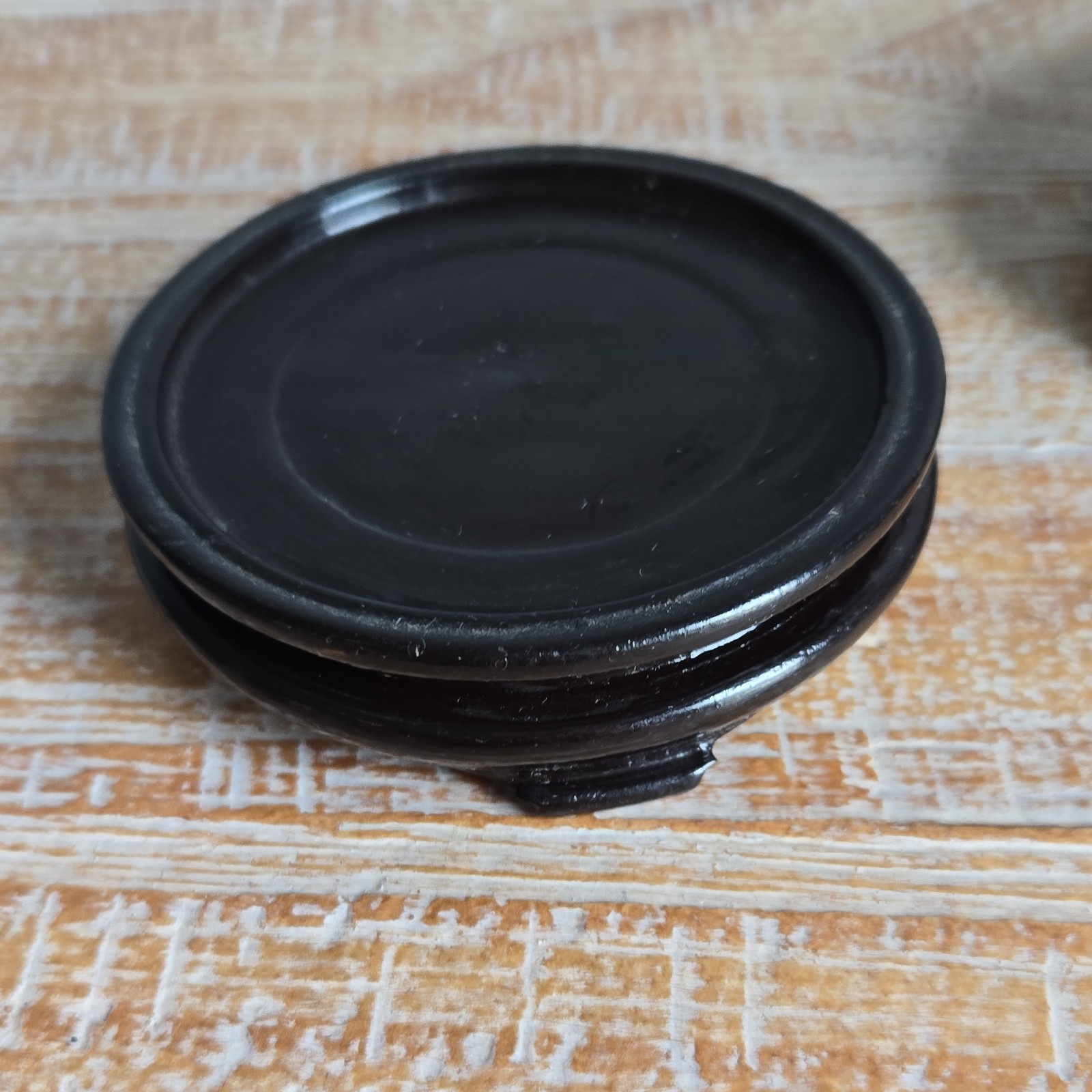 Wooden Display Stands Pair, Brown & Black, 3 Inch Diameter Chinese Handmade