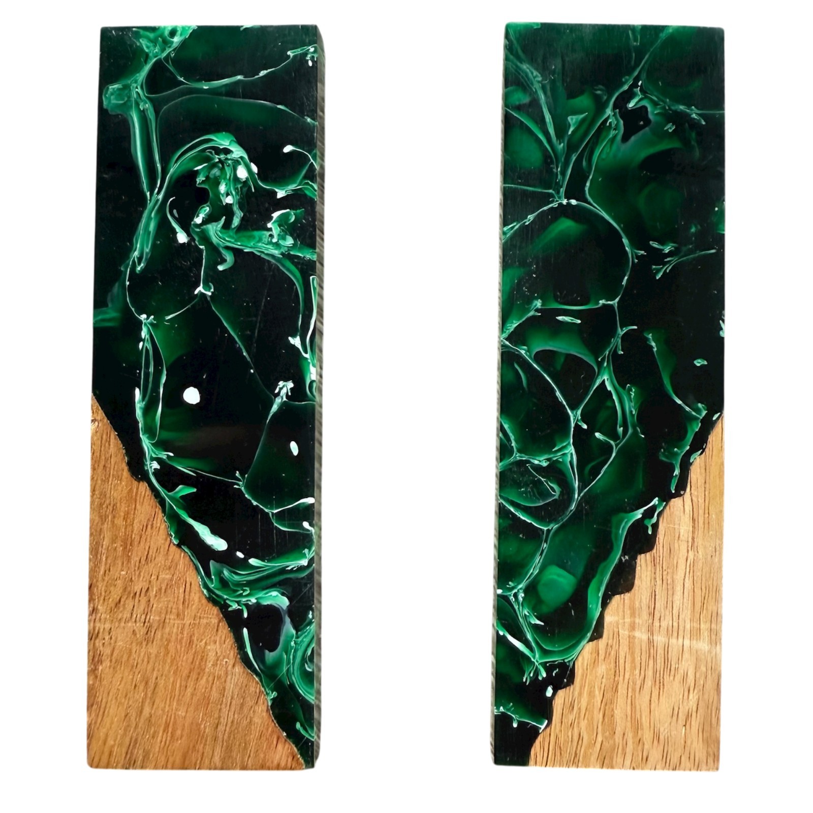 Hybrid Green Resin Wood Knife Scale Blank Pair 5″ Acrylic Crafting Set Wooden