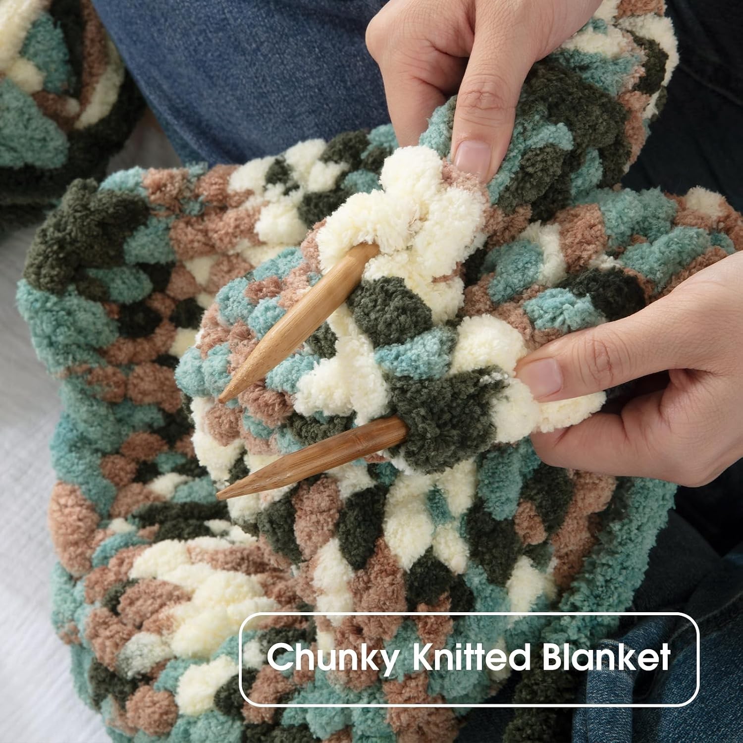 Chunky Tie Dye Chenille Yarn 8 Pack Green White Multi Super Bulky Jumbo Hand