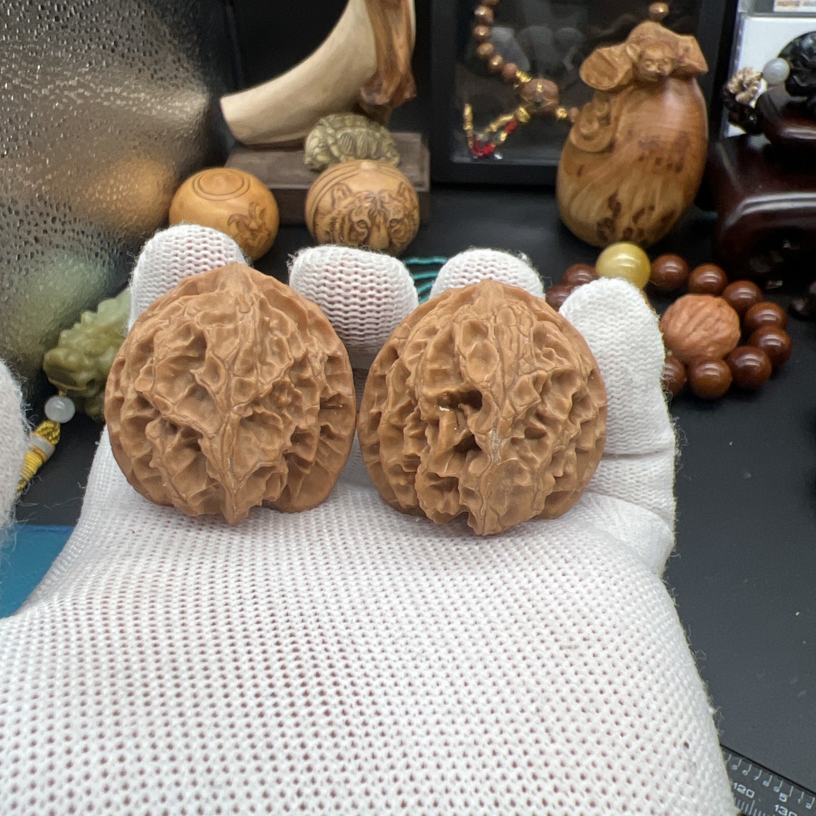 Pair of Match Chinese Health Walnut 37×37.5×36mm 精配文玩核桃~全品苹果园🍎狮子头