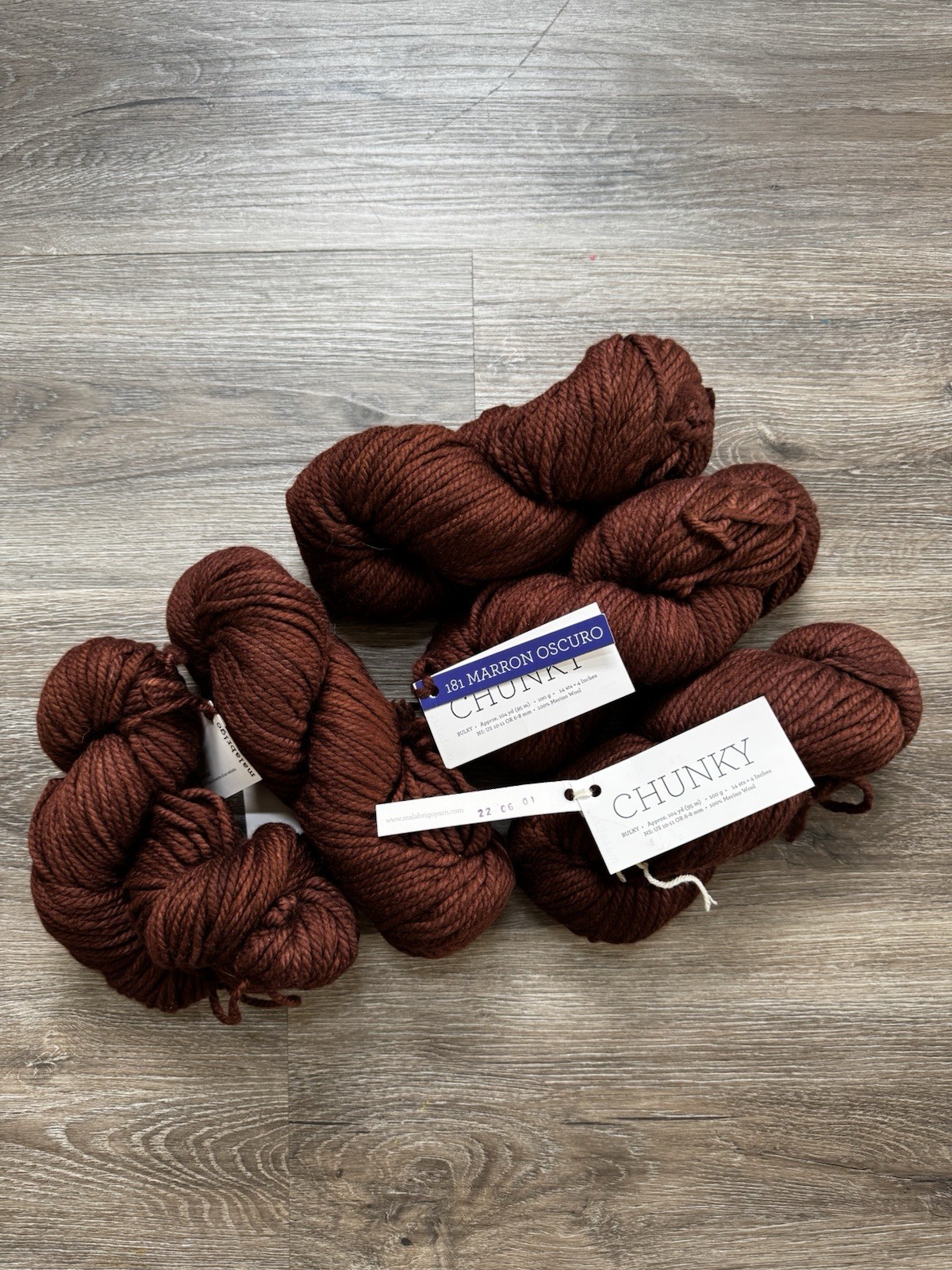 Malabrigo CHUNKY Bulky Hand-dyed Merino Wool Yarn 5 Skeins 181 Marron Oscuro