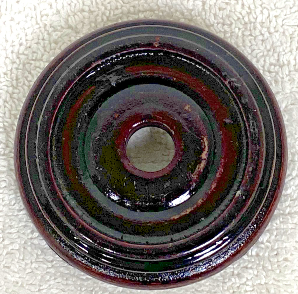 Vintage Chinese Carved Wood Center Hole Vase Bowl Display Stand 2 7/8″ Wide