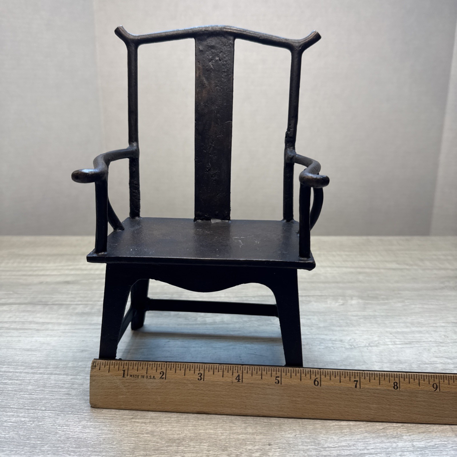 Vintage Chinese Bronze Doll Model Armchair 10”H Plant Stand? EUC