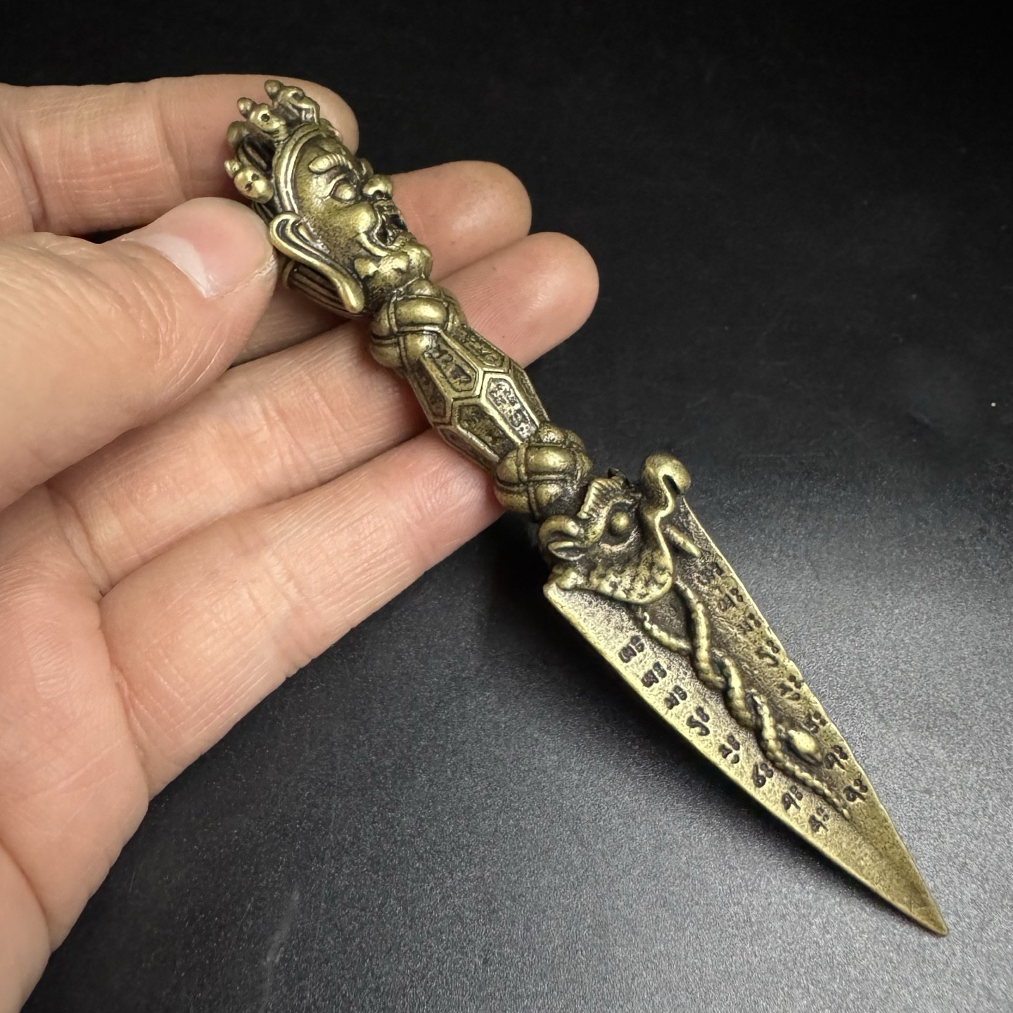 Brass Vajra Pestle Pendant Vintage Tibetan Dagger Amulet Men’s Copper Decor
