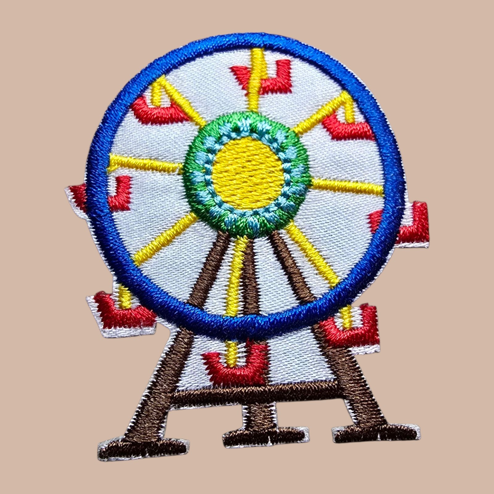 FERRIS WHEEL AMUSEMENT PARK RIDE CIRCUS EMBROIDERED IRON ON PATCH 2.0 x 1.75″