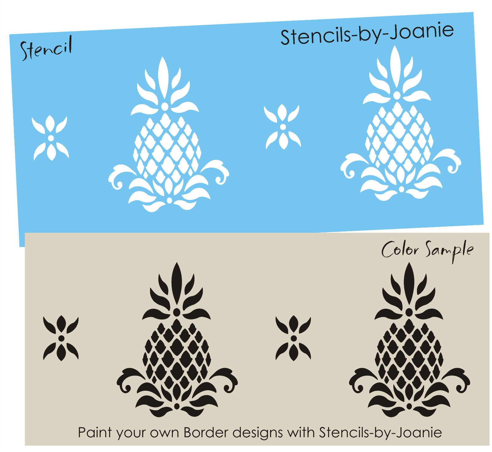 Joanie 8″ Pineapple Stencil Colonial Folk Art Historic Welcome Home Prim Border