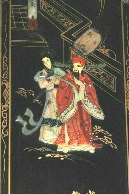 NICE Vintage Lacquer Chinese Carved Soapstone Wall Art Panel 12″ x 36″