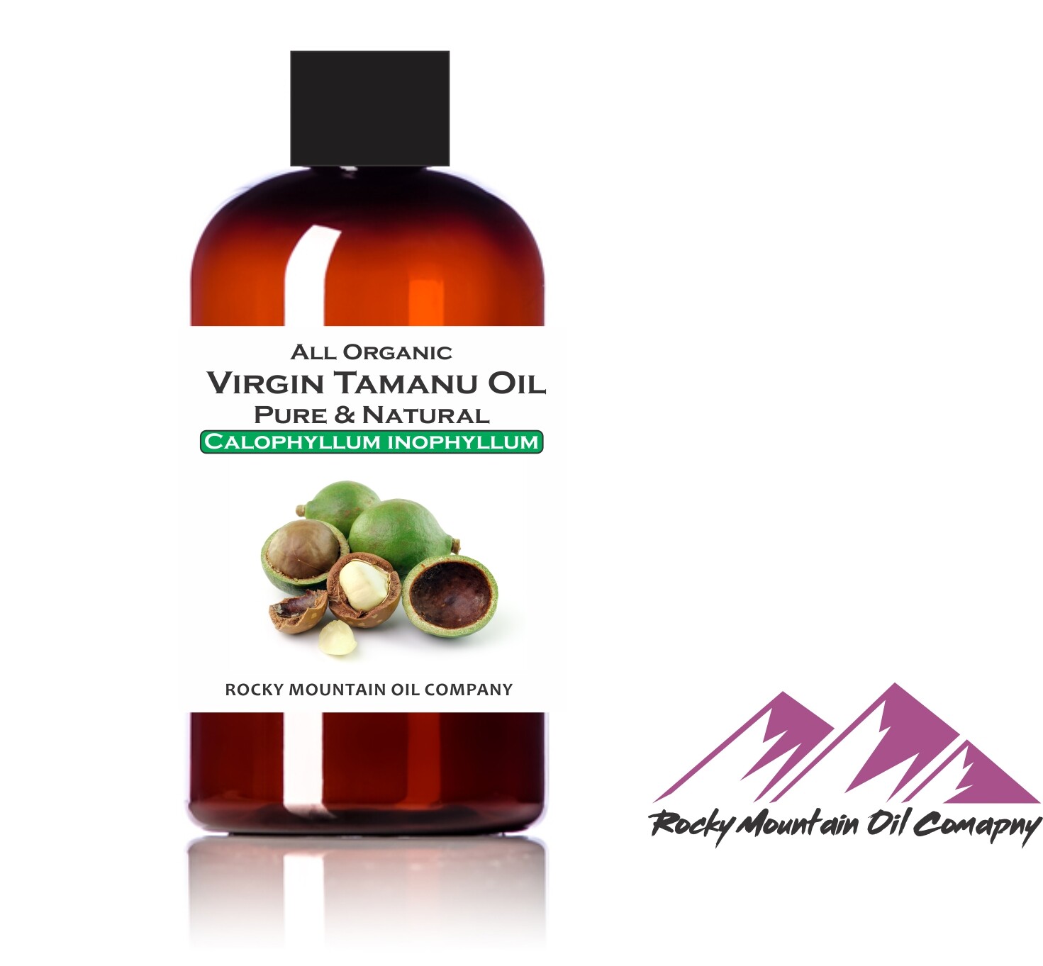ORGANIC VIRGIN TAMANU OIL UNREFINED COLD PRESSED 2 4 8 16 oz GLASS BOTTLE OPT.