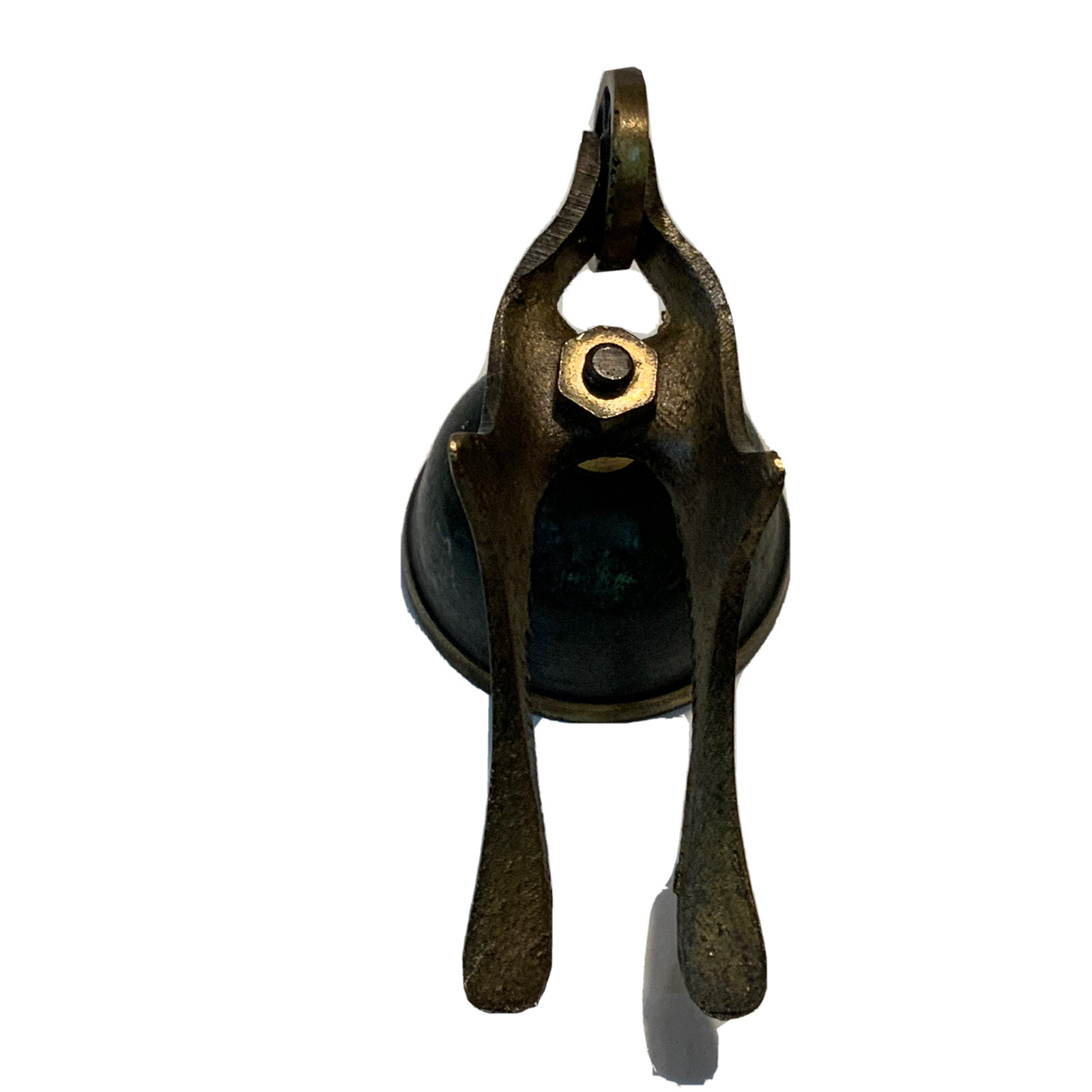 Brass Wheelbarrow Lidded Incense Burner Saccharin Holder Green Marbled 3.25″ tal
