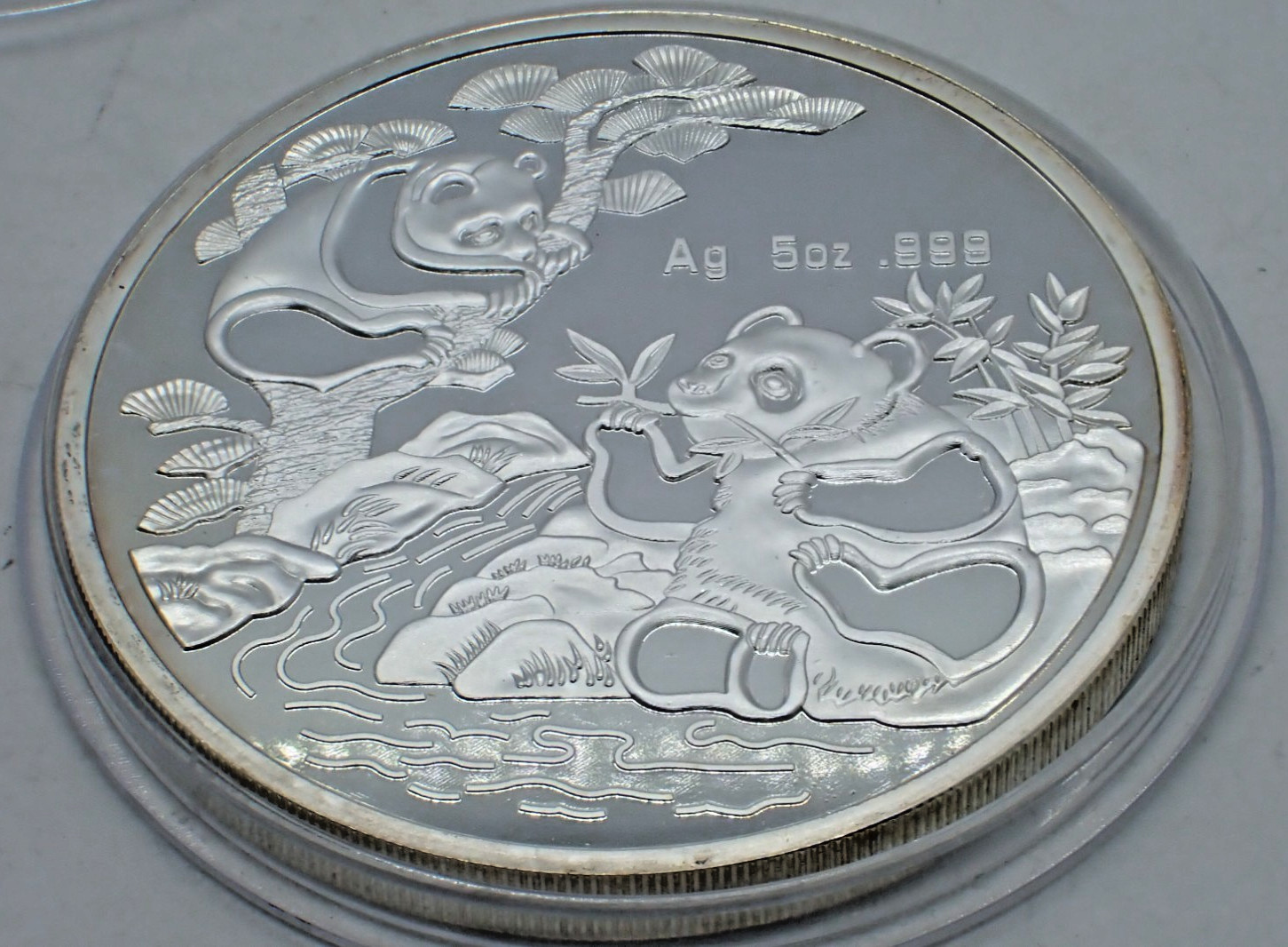 Chinese Big Silver coated Souvenir Coin Two Pandas tree 1994 year #2