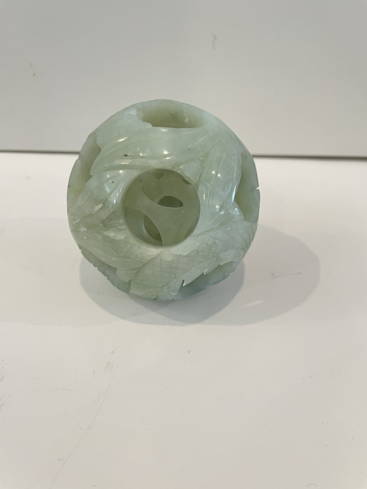 Chinese Puzzle Ball Jade Sphere Serpentine Round 3.5 Inch Preowned 5 Layers