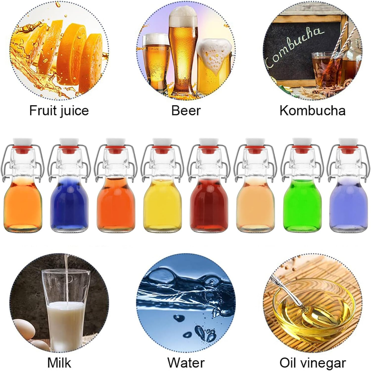 40Pack Mini Swing Top Glass Bottles, 2 Oz Mini Storage Bottles with Personalized