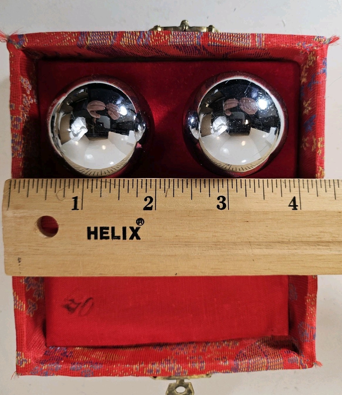 Vintage Baoding 1 1/2″ Dia. Iron Ball Set Chinese Stress Relief