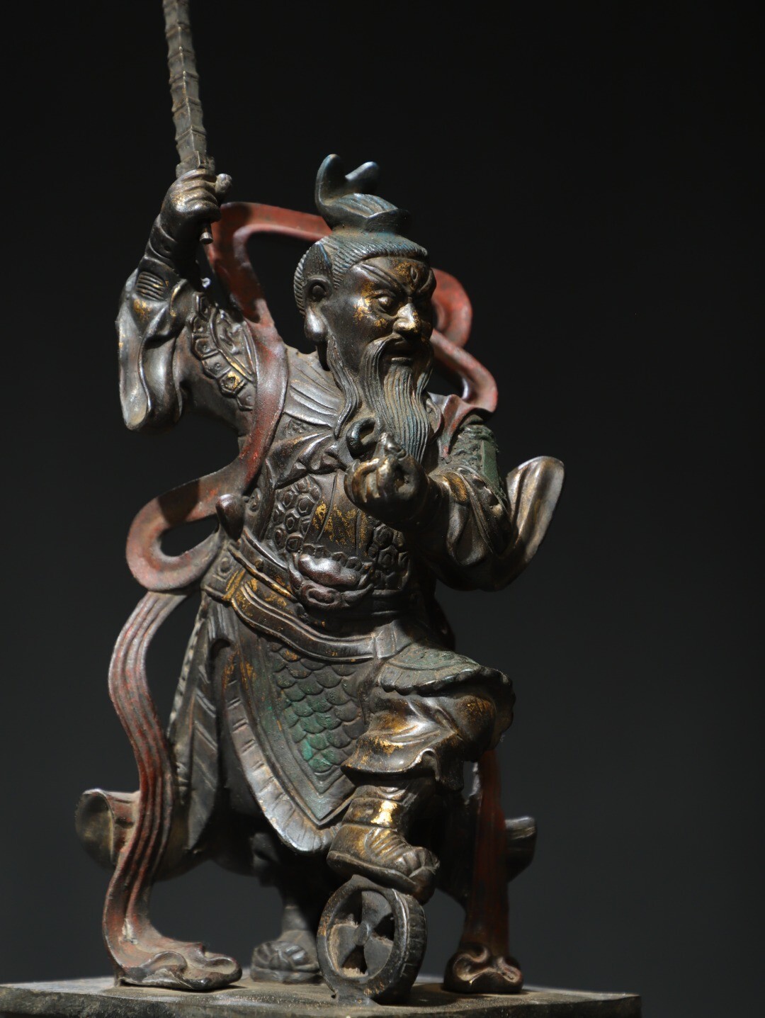 Home worship of religious bronze and gold statue of Wang Lingguan