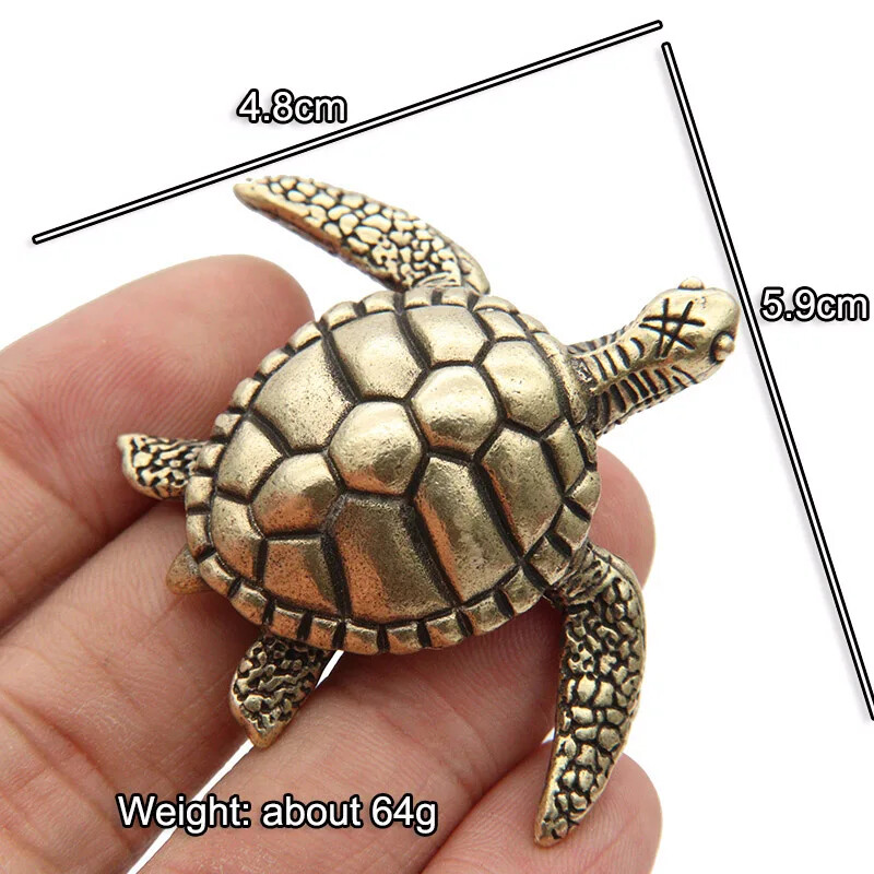 Solid Brass Turtle Small Decorations Living Room Vintage Copper Sea Miniature