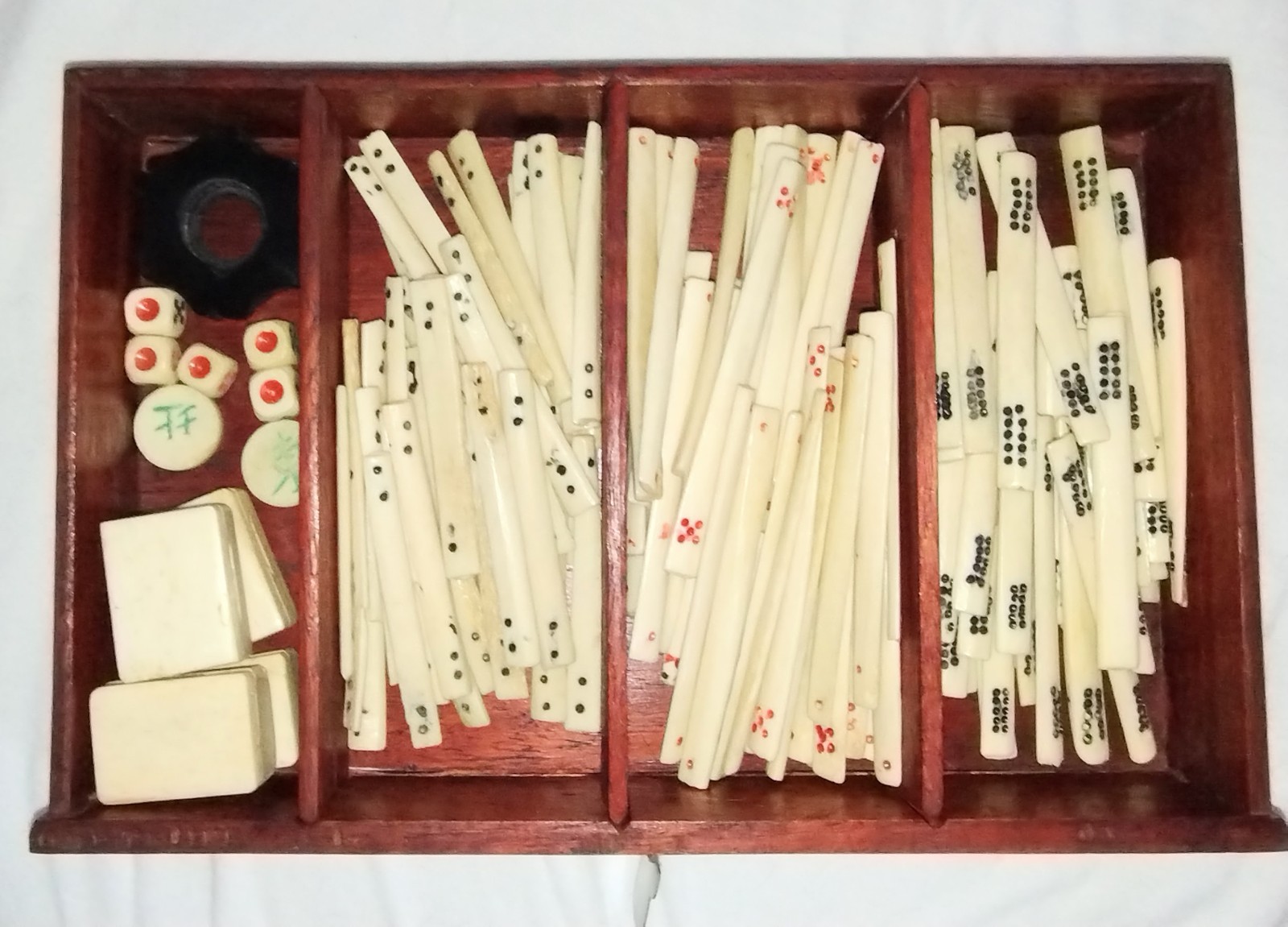 RARE (Complete) Antique Chinese Sandlewood Mahjongg Set With Brass Accents
