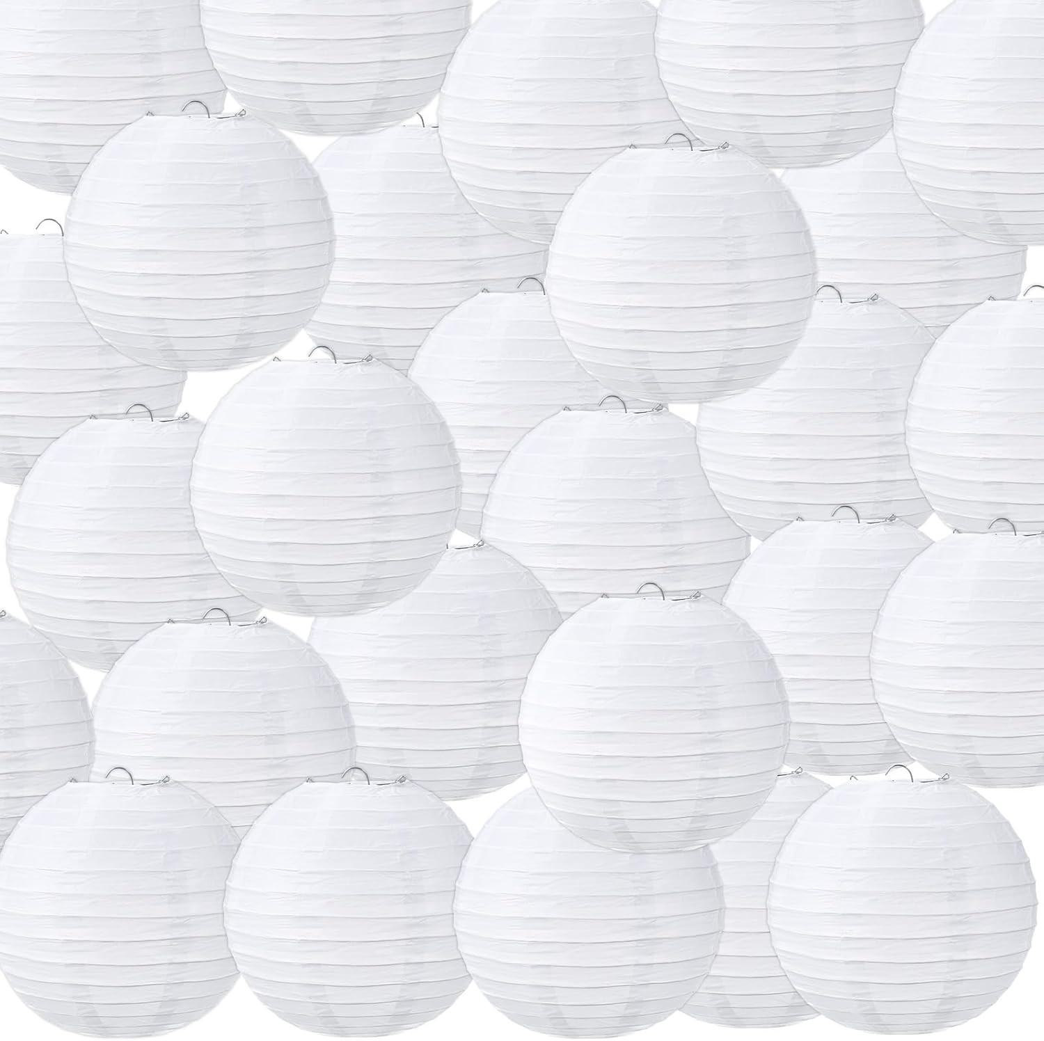 48 Pack White Chinese Japanese Paper Lanterns Decorative Hanging round Paper Lan