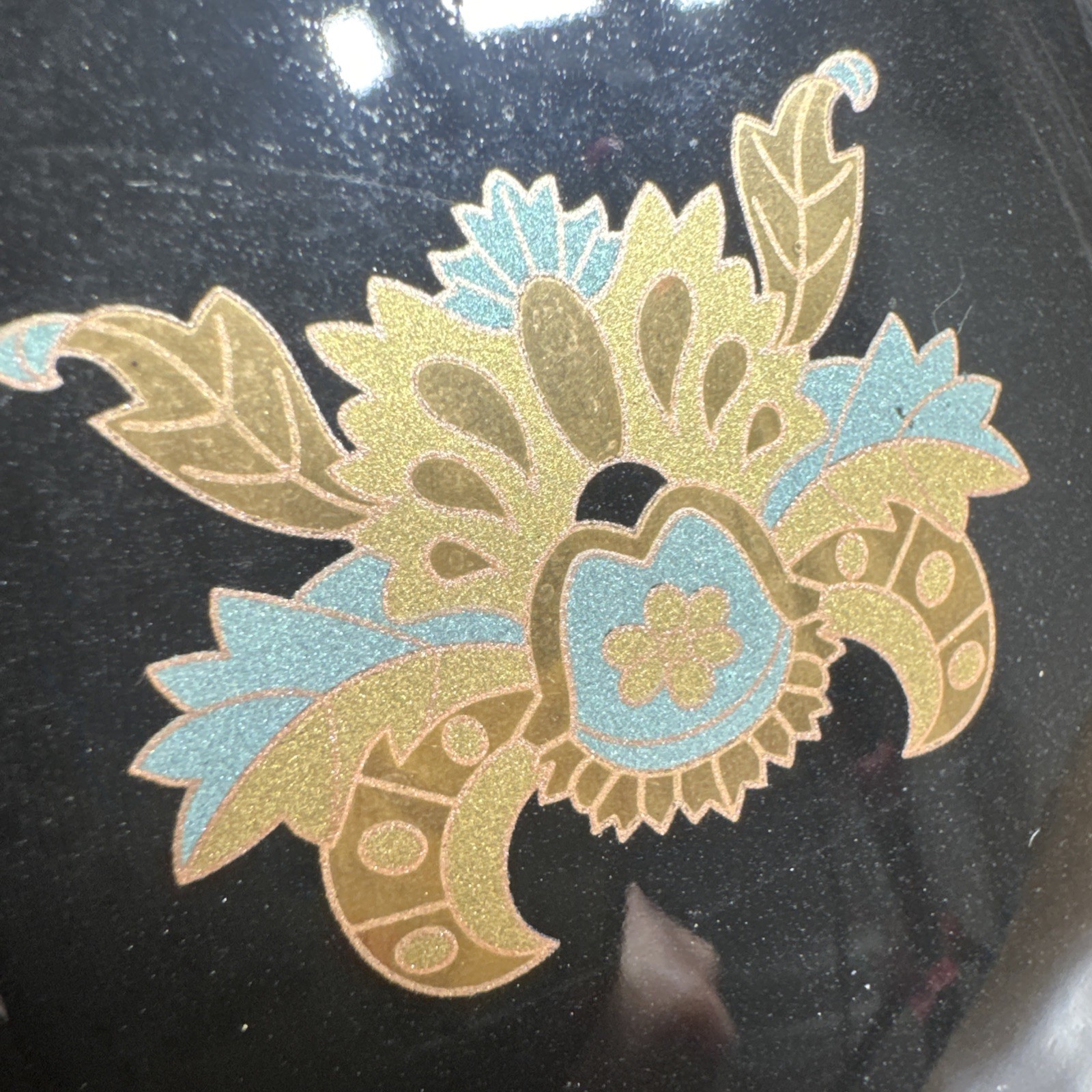 Vintage Large Satsuma Chinese Porcelain Egg Black Gold Moriage Bird Floral 9.5″