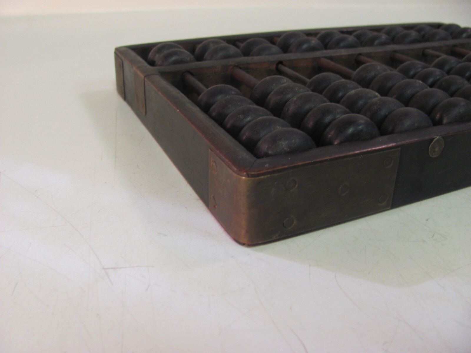 Wood & Brass Abacus Lotus Flower Type 9 Rods 63 Beads Original Antique NICE