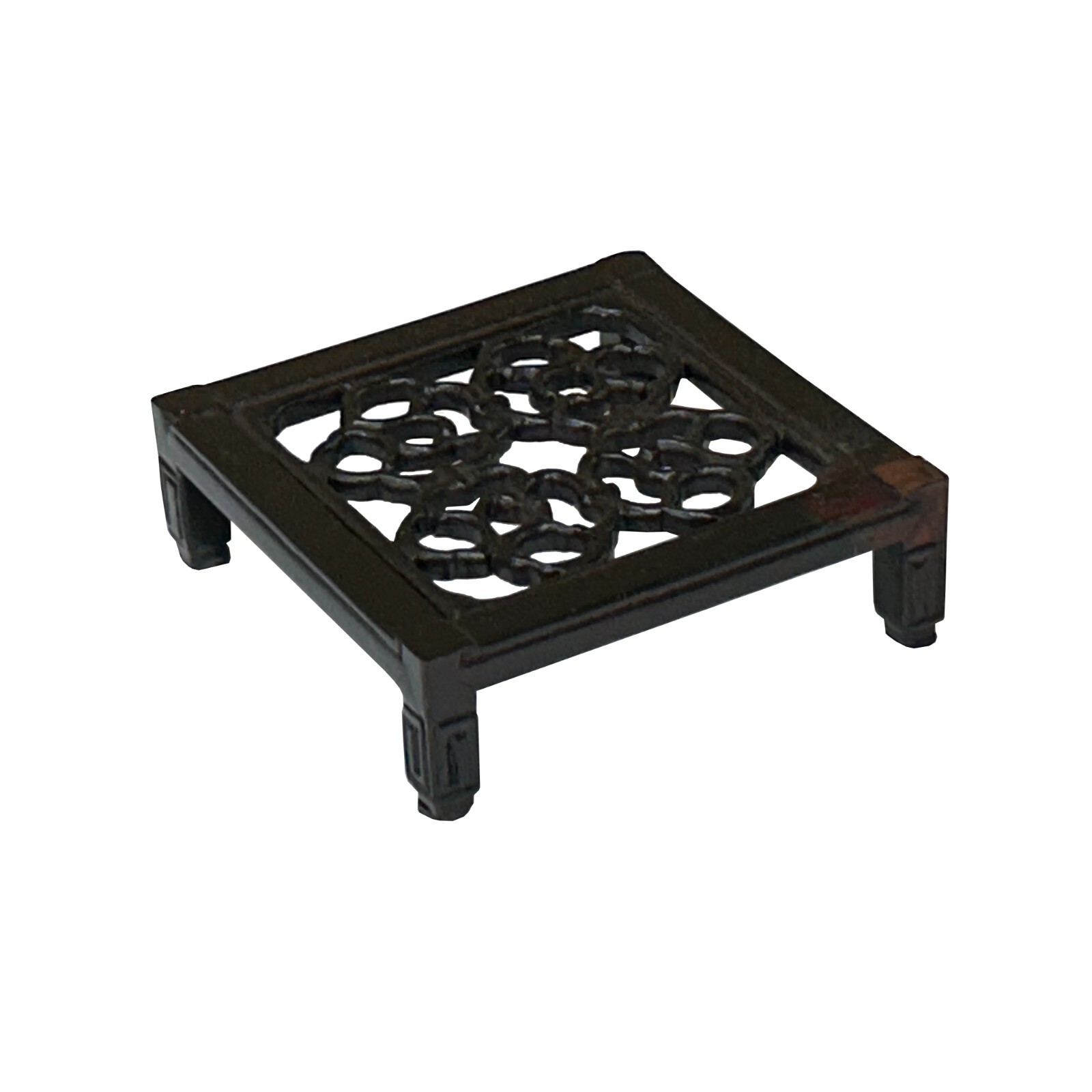 4.5″ Dark Brown Floral Open Pattern Square Wood Stand Riser ws4234