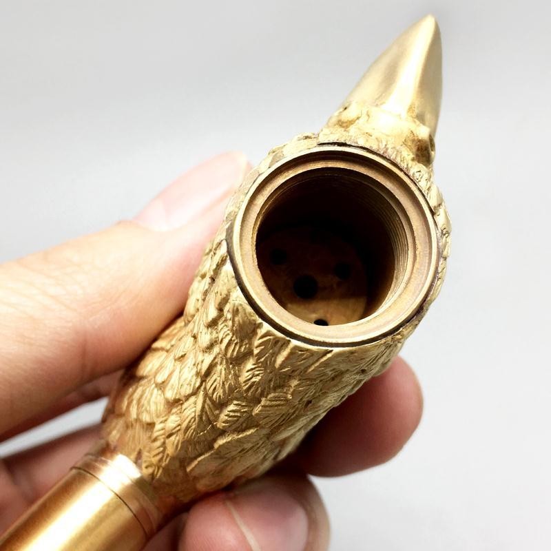 Handmade Brass Eagle Head Pipe Copper Filter Tobacco Pipe for Thick/Thin Cig