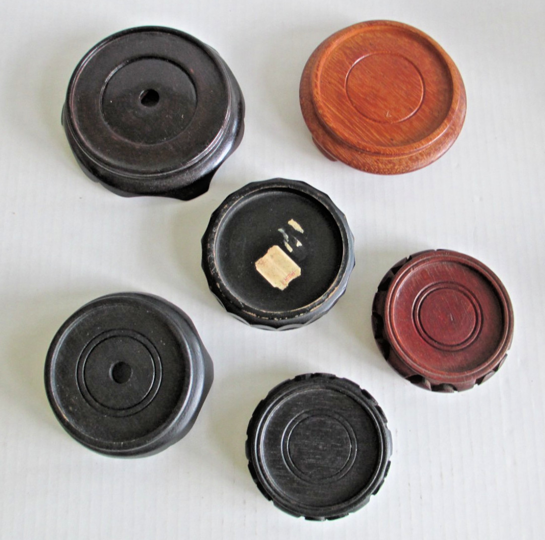 LOT OF 6 Vintage Chinese Carved Wood Display Stand Lamp Vase Bowl PIER 1 C81