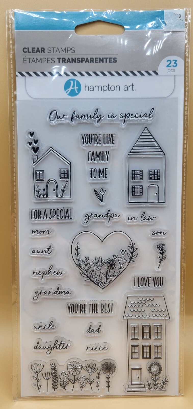 OUR FAMILY IS SPECIAL Hampton Art Clear Stamps Houses, Love -SC1039- BRAND NEW