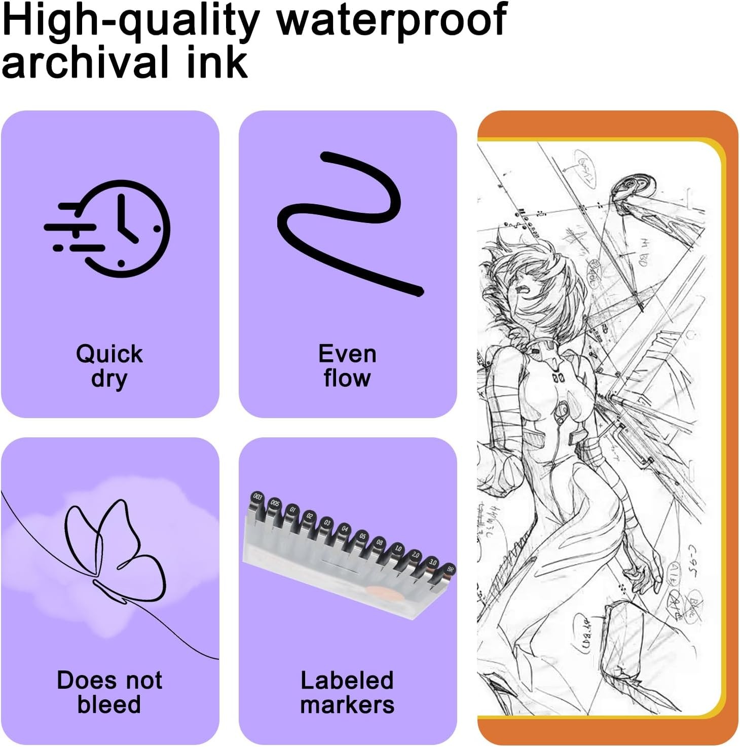 12-PACK EYEYE Micro Fineliner Pens, Black Drawing Art Pens, Waterproof Ink Set