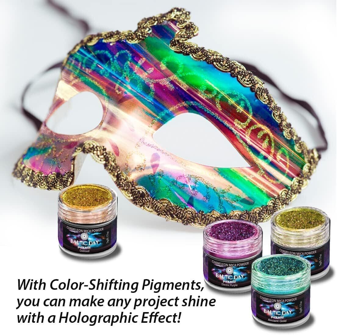 Epoxy Resin Color Pigment Powder 16 Jars Chameleon & Holographic Mica Powder Kit