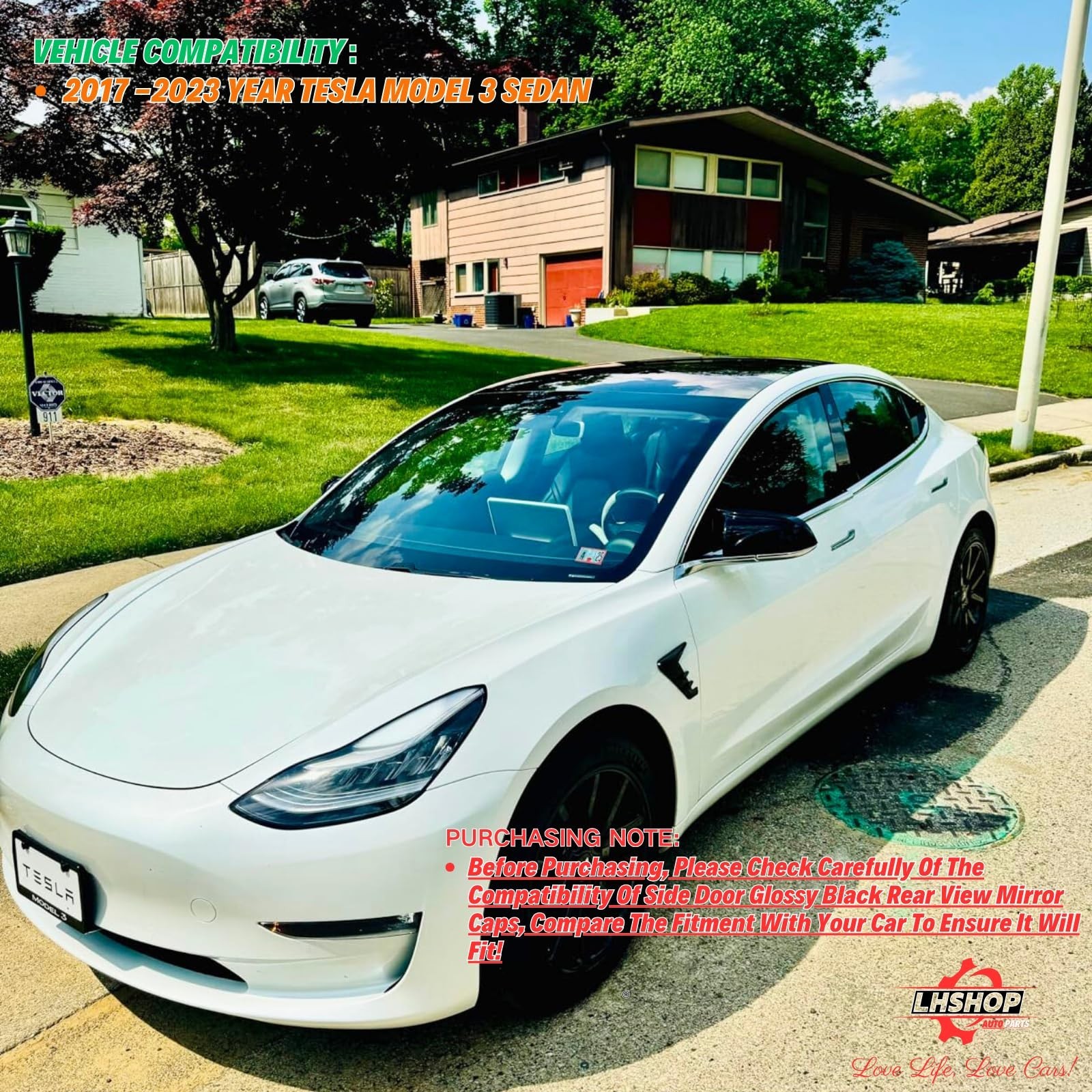 Car Side Mirror Caps for 2018-2025 Tesla Model 3 Accessories Passenger Driver…