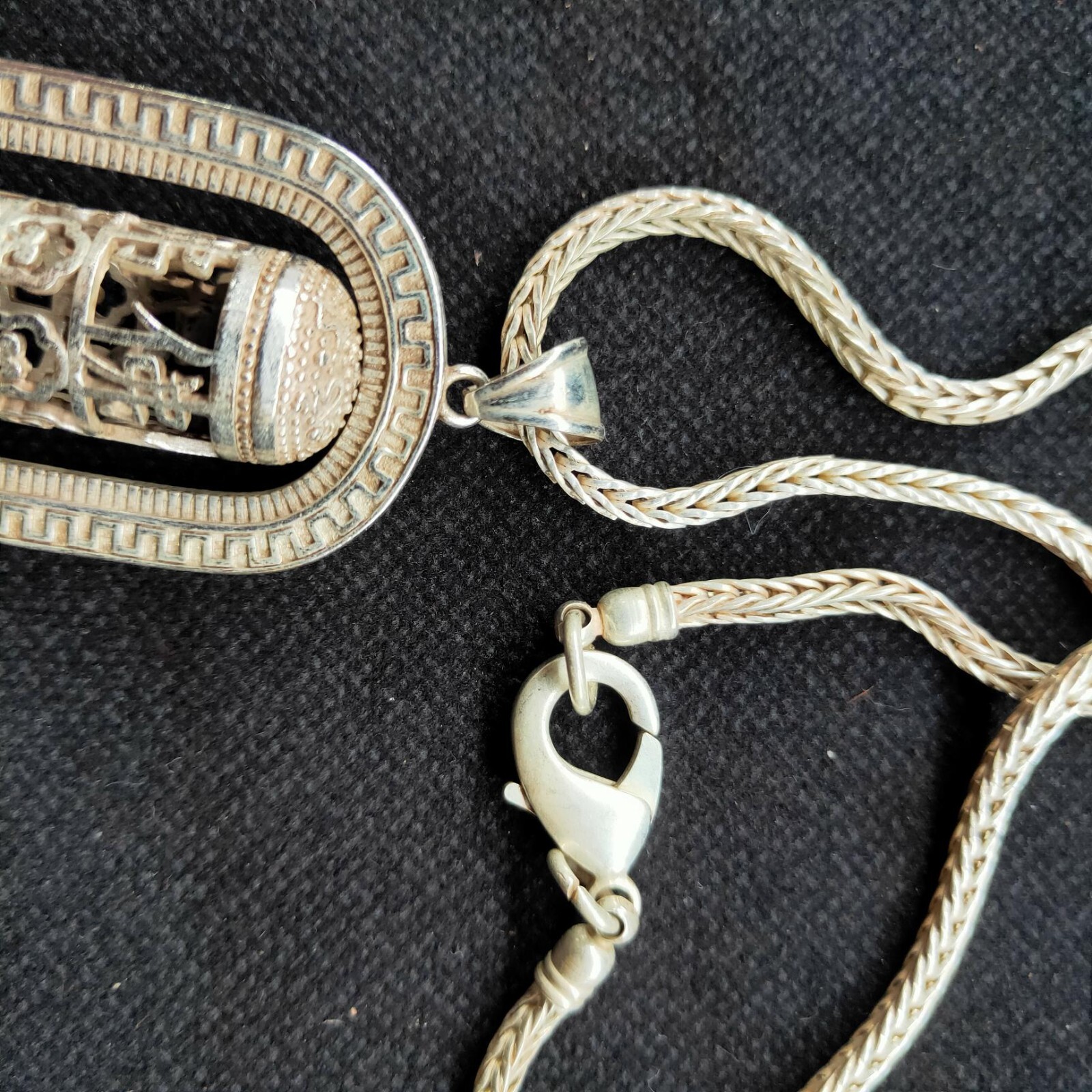 tibet silver carved Rotate lucky blessing pillars pendant amulet Necklace buddha