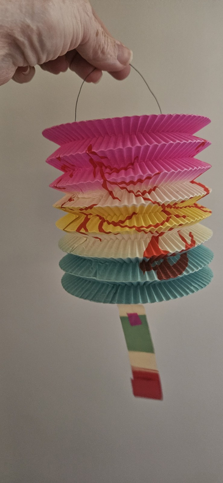 rare collectible mid century 1960s 4 chinese Accordian paper lanterns, Japan